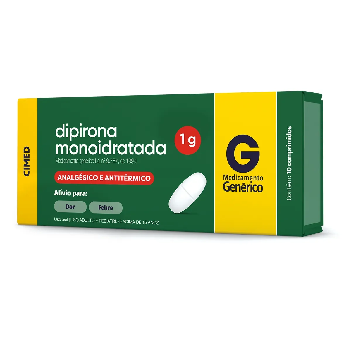 Dipirona Monoidratada 1g 10 comprimidos Cimed Genérico - imagem 1
