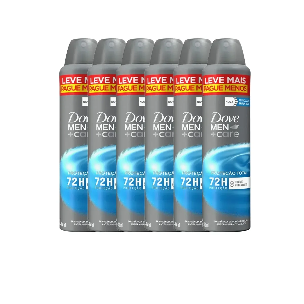 Kit Desodorante Antitranspirante Aerosol Dove Men +Care Proteção Total 72h 250ml 6 unidades - imagem 1