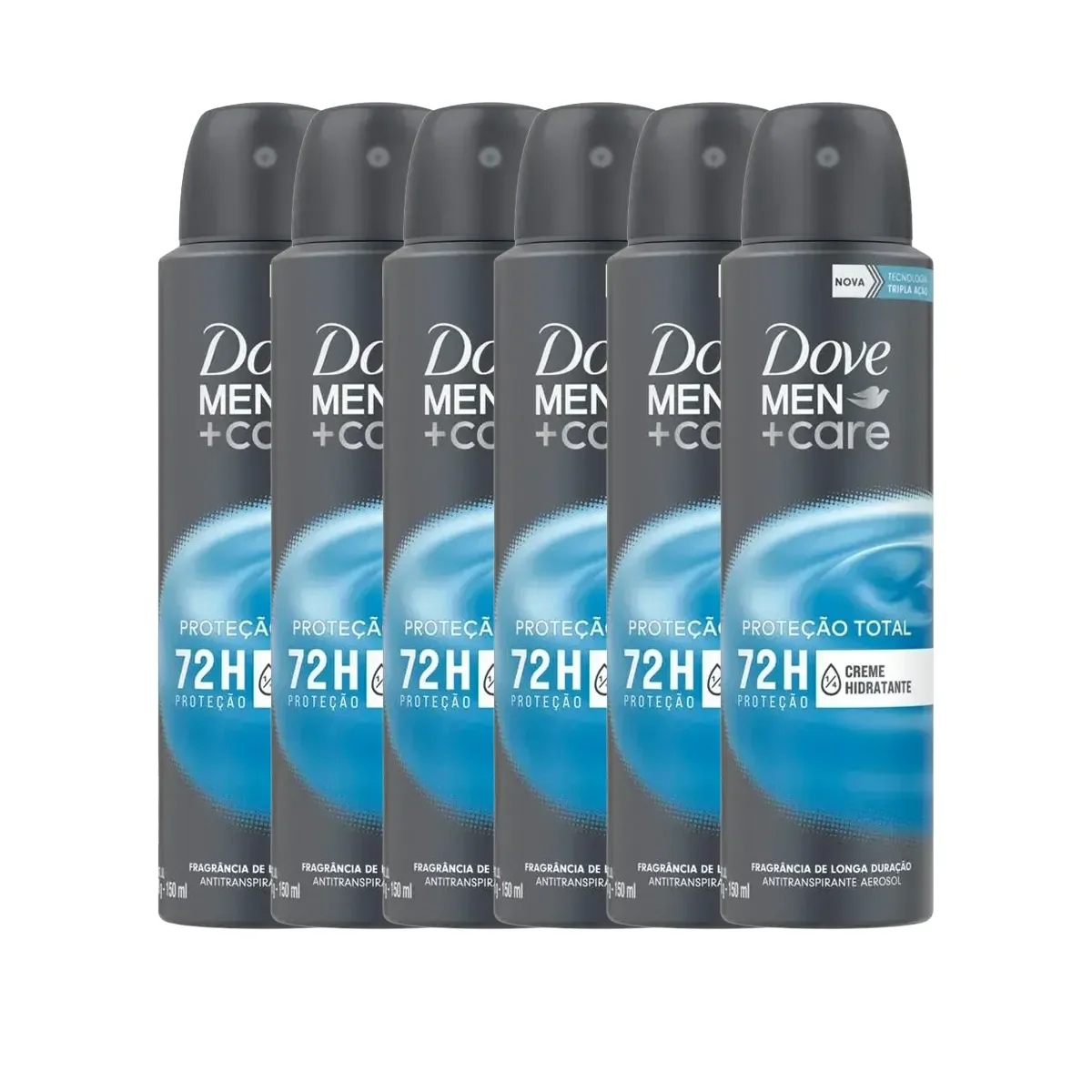 Kit Desodorante Antitranspirante Aerosol Dove Men+Care Proteção Total Masculino 72h 150ml 6 unidades - imagem 1