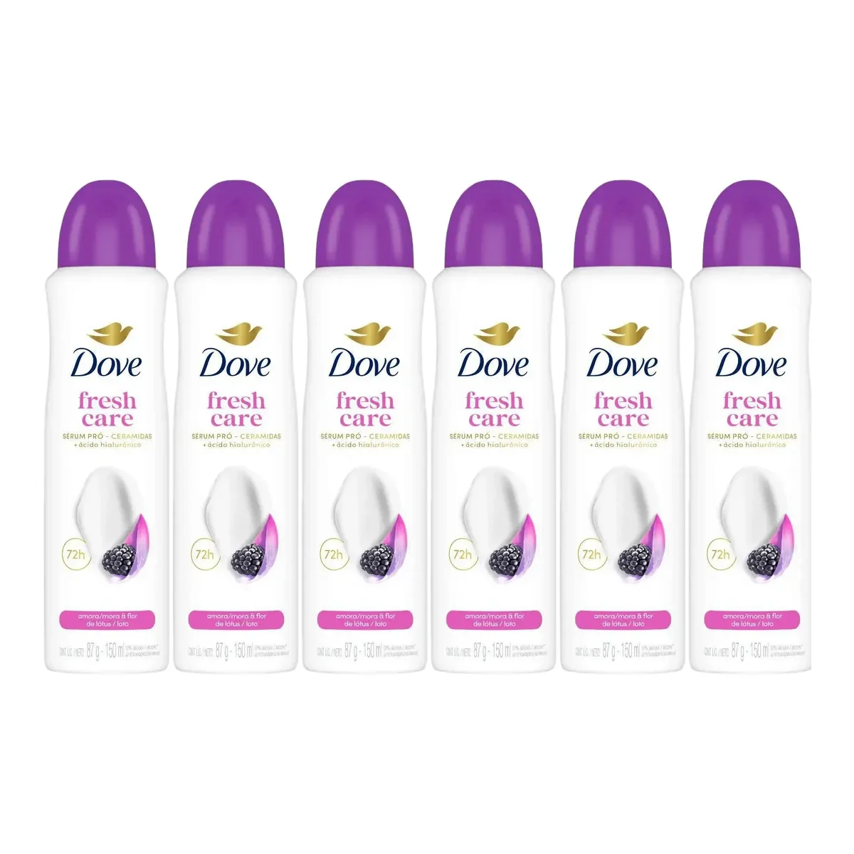 Kit Desodorante Antitranspirante Aerosol Dove Go Fresh Amora e Flor de Lótus Feminino 72h 150ml 6 unidades - imagem 1