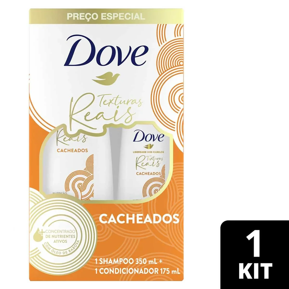 Kit Dove Liberdade dos Cabelos Texturas Reais Cacheados Shampoo 350ml + Condicionador 175ml - imagem 1