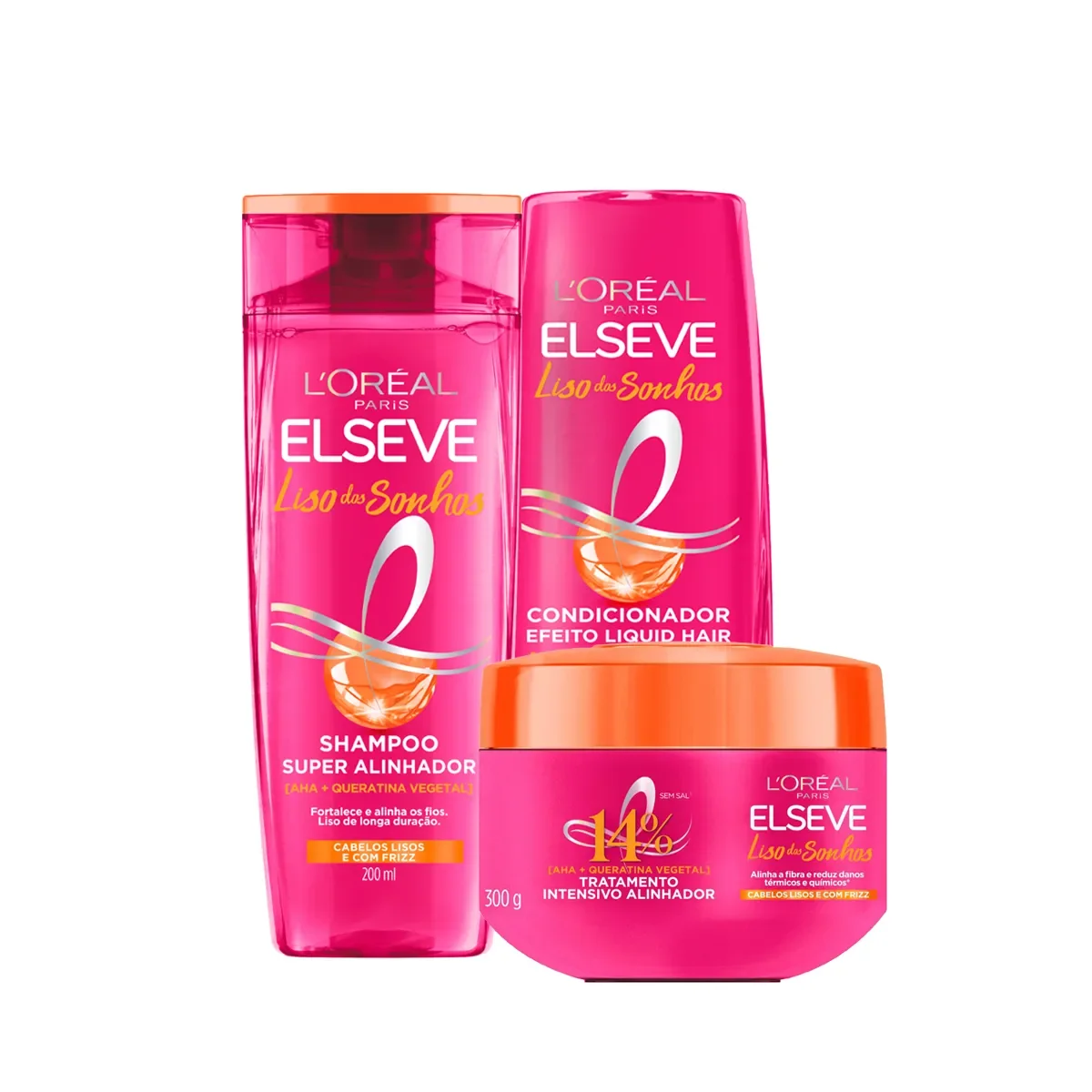 Kit L'Oréal Paris Elseve Liso dos Sonhos Shampoo 200ml + Condicionador 200ml + Creme de Tratamento 300g - imagem 1