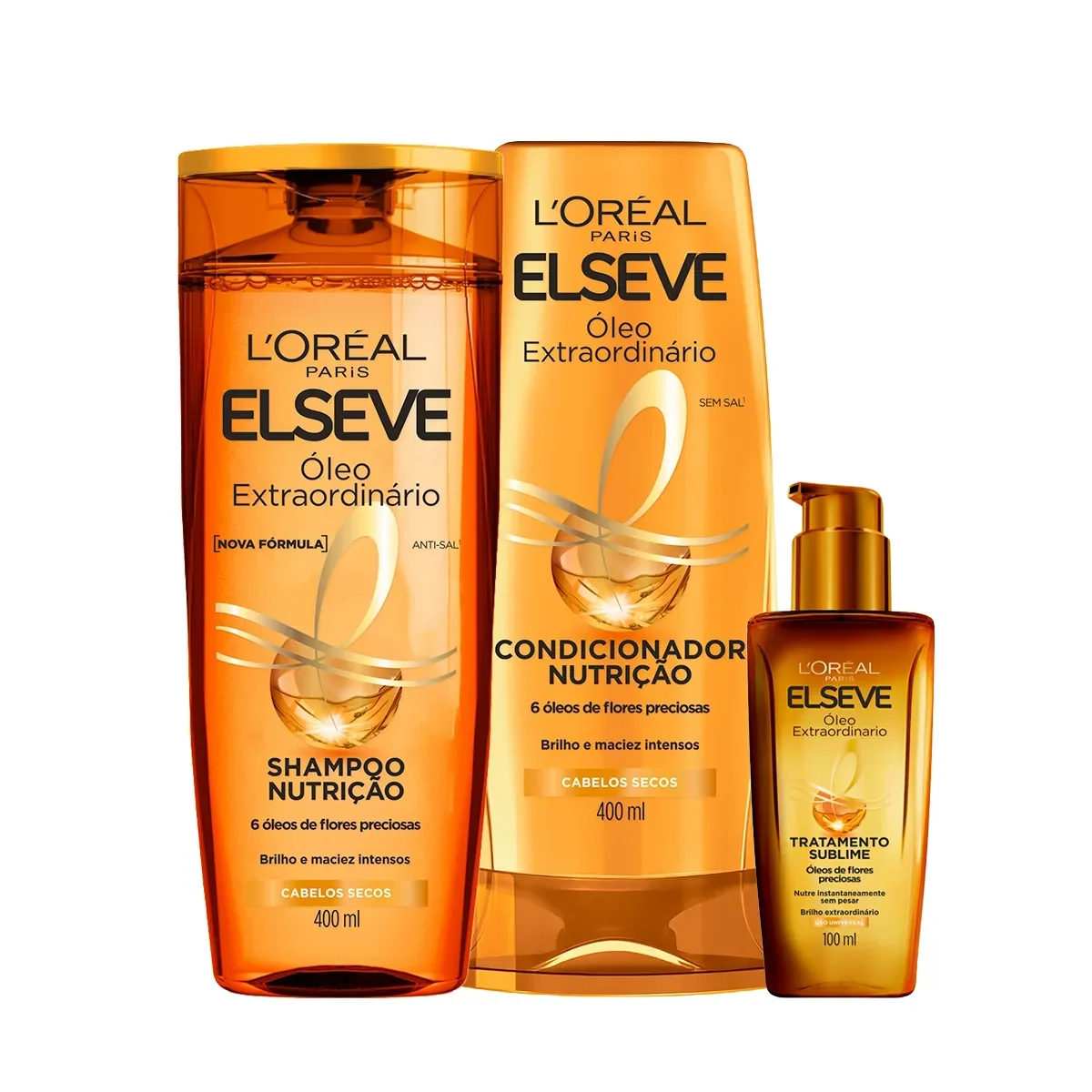 Kit L'Oréal Paris Elseve Óleo Extraordinário Shampoo 400ml + Condicionador 400ml + Óleo Extraordinário 100ml - imagem 1