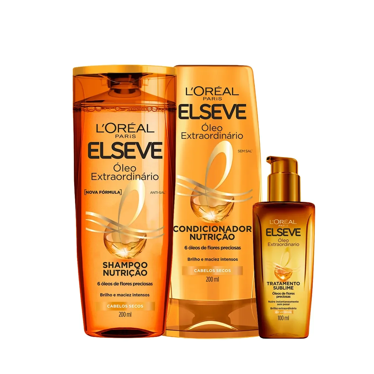 Kit L'Oréal Paris Elseve Óleo Extraordinário Shampoo 200ml + Condicionador 200ml + Óleo Extraordinário 100ml - imagem 1
