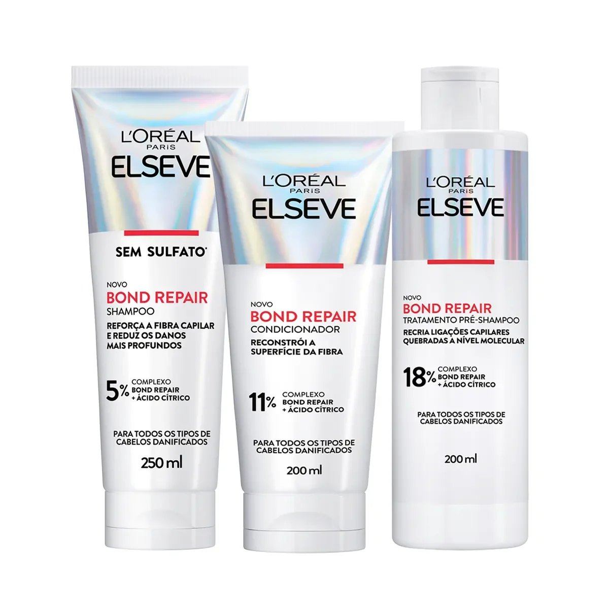 Kit Elseve Bond Repair - Pré-Shampoo 200ml + Shampoo 250ml + Condicionador 200ml - imagem 1