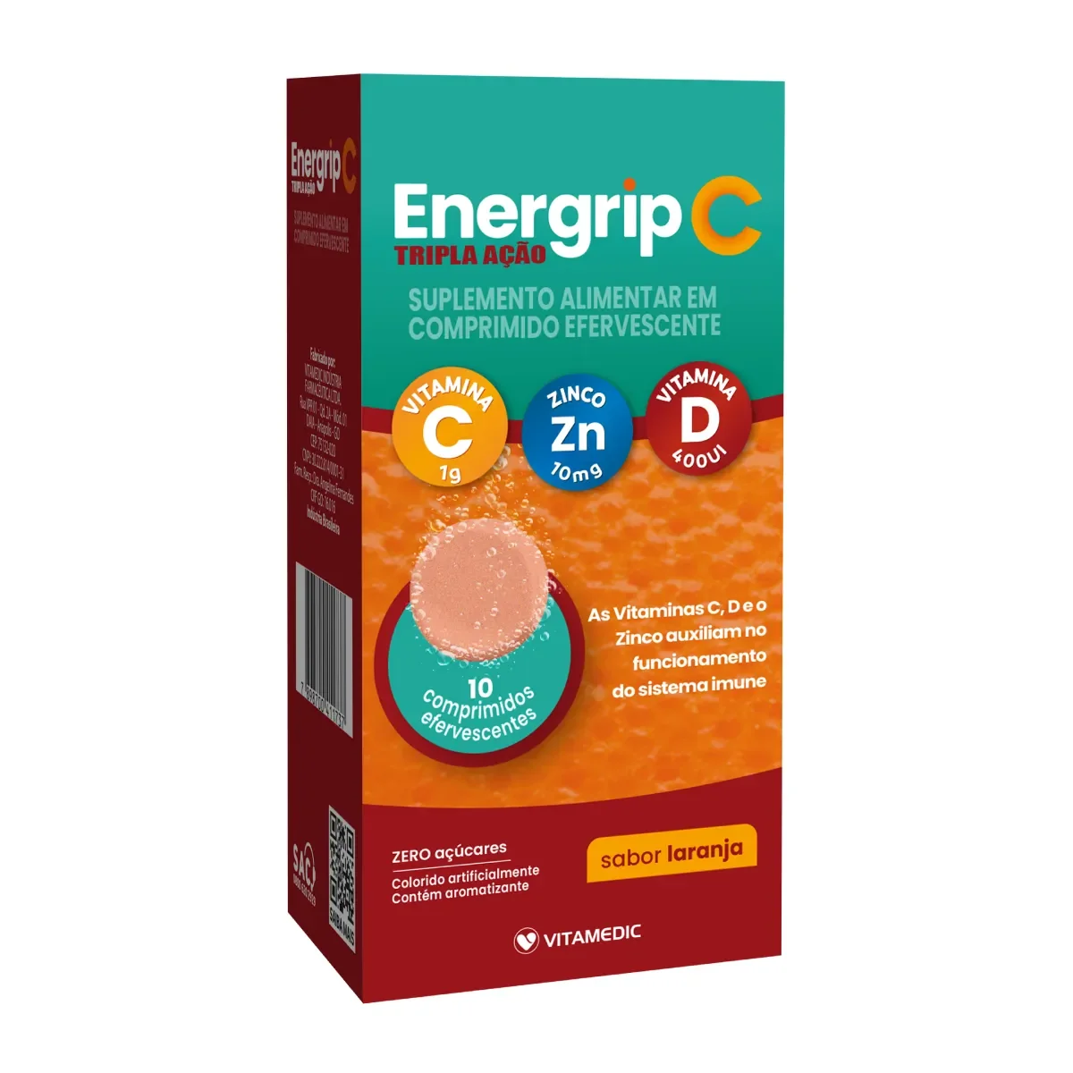 Vitamina C Efervescente Energrip C Tripla Ação 10 comprimidos - imagem 1