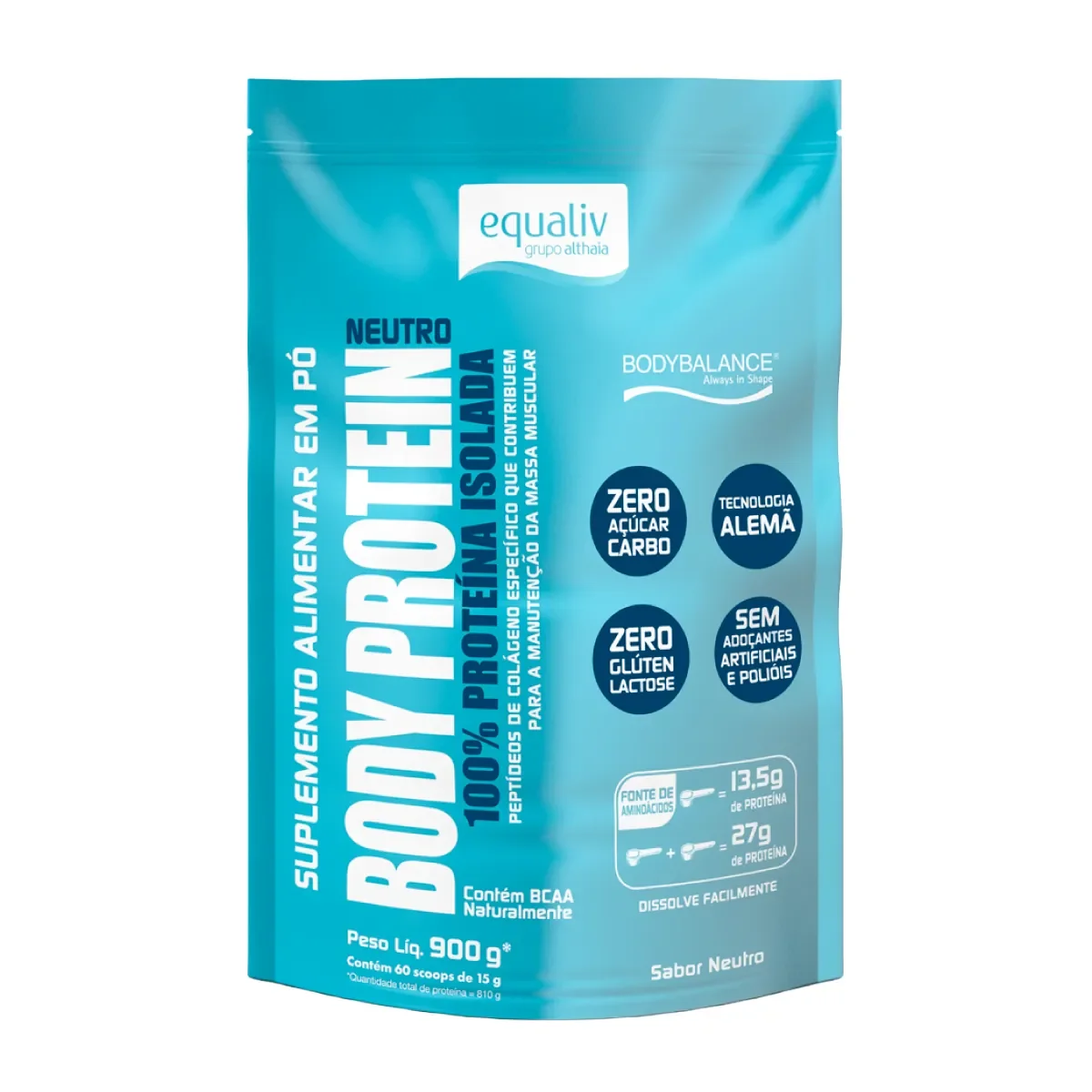 Proteína Isolada com Colágeno Equaliv Body Protein Neutro 900g - imagem 1