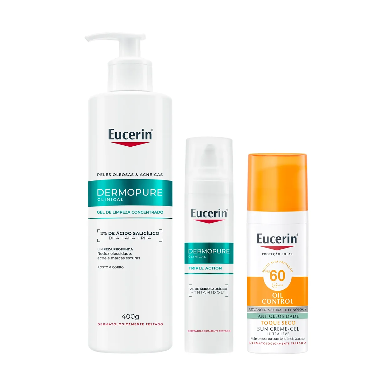 Kit Facial Eucerin Gel de Limpeza Dermo Pure Gentil 400g + Sérum Anti-Idade Hyaluron-Filler Epigenetic 30ml + Protetor Solar Fluido FPS 60 Hydro Fluid 50ml - imagem 1
