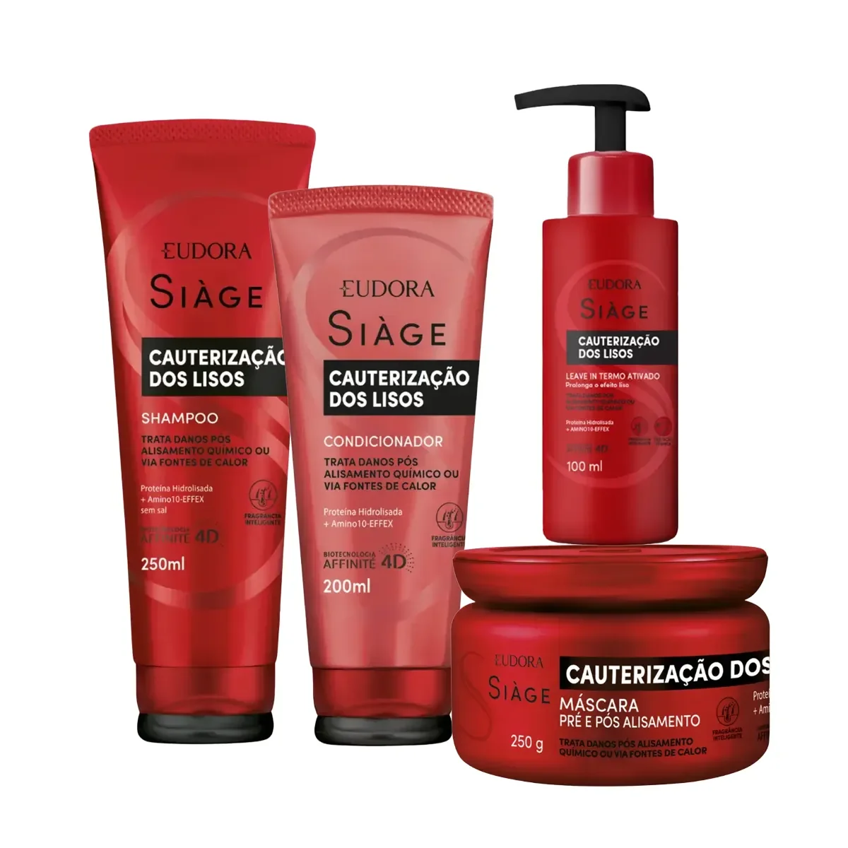 Kit Eudora Siàge Cauterização dos Lisos Shampoo 250ml + Condicionador 250ml + Máscara 250g + Leave-In 100ml - imagem 1