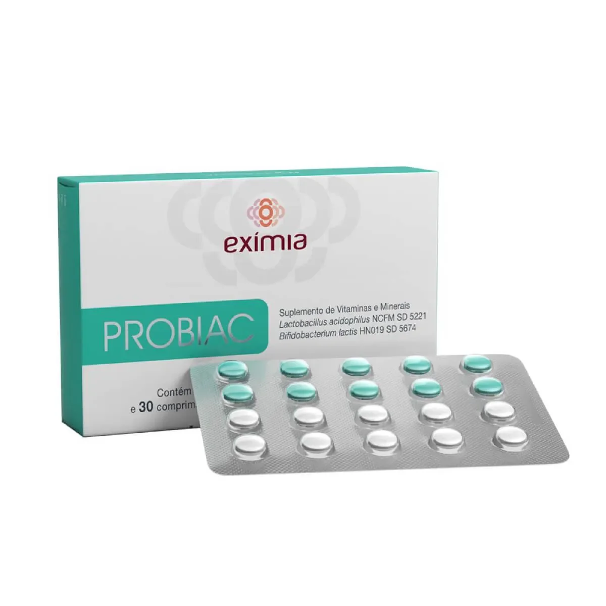 Suplemento Vitamínico Exímia Probiac - 30 Comprimidos Vitaminas e Minerais + 30 Comprimidos de Lactobacillus - imagem 1