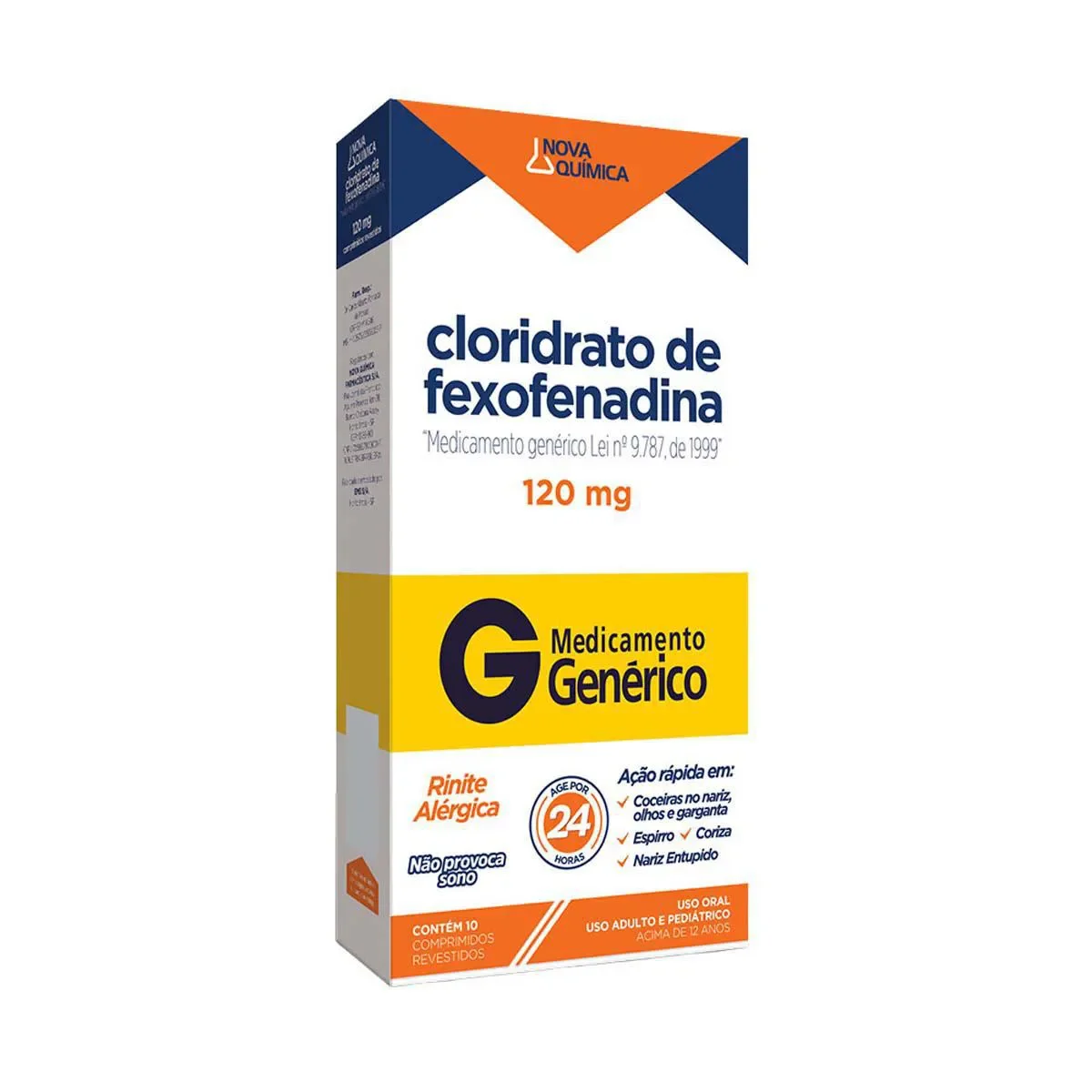 Cloridrato de Fexofenadina 10 comprimidos Nova Química Genérico - imagem 1