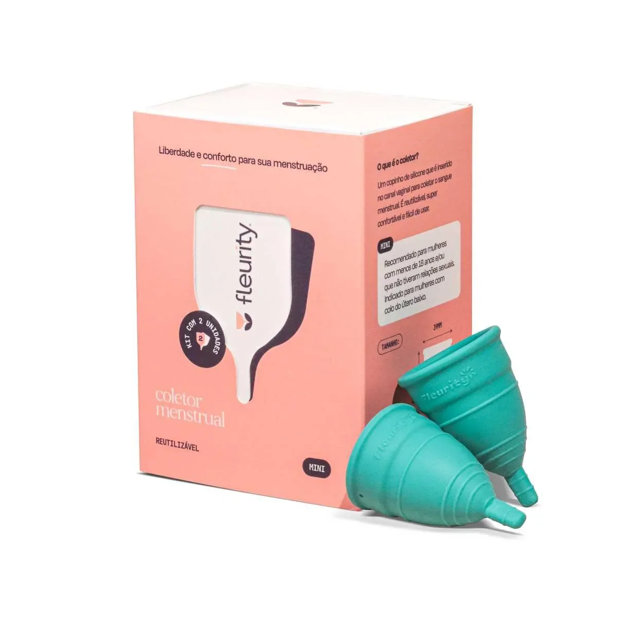 Coletor Menstrual Fleurity Mini com 2 unidades - imagem 1