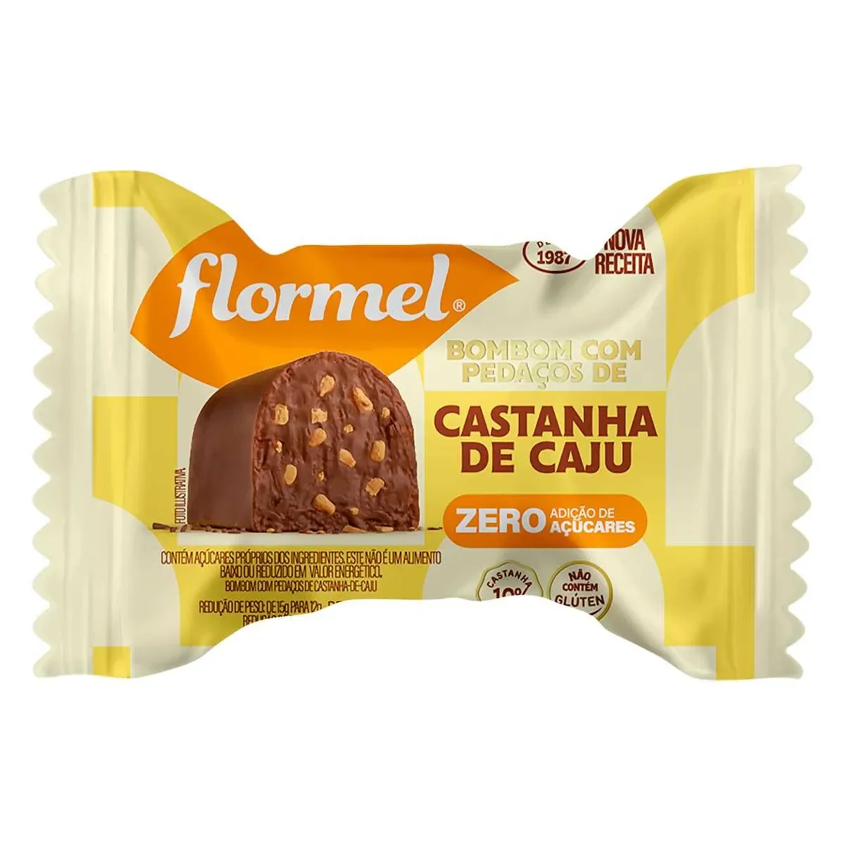 Bombom Flormel Recheado com Castanha de Caju Zero Açúcar com 12g - imagem 1