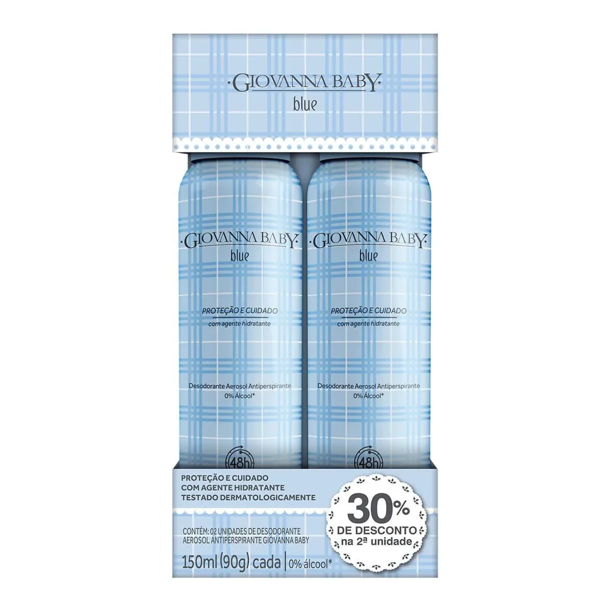 Kit Desodorante Antitranspirante Aerosol Giovanna Baby Blue Feminino 48h 150ml 2 unidades - imagem 1