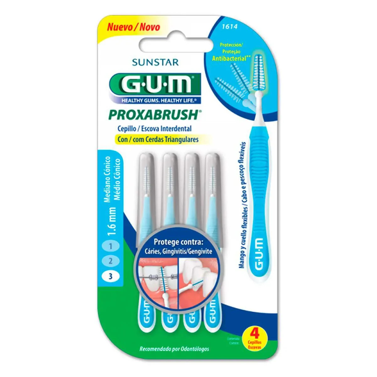 Escova de Dente Interdental G.U.M Proxabrush 1.6mm com 6 unidades - imagem 1