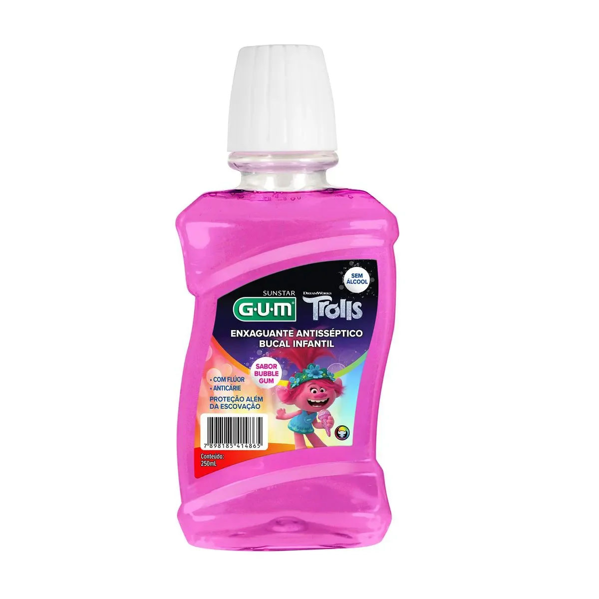 Enxaguante Bucal Infantil GUM Trolls Antisséptico Sem Álcool 250ml - imagem 1