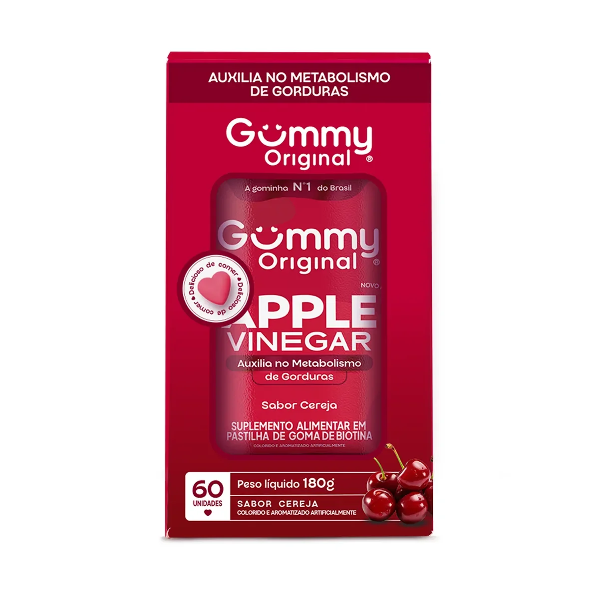 Biotina Gummy Apple Cider Vinegar Cereja 60 gomas - imagem 1