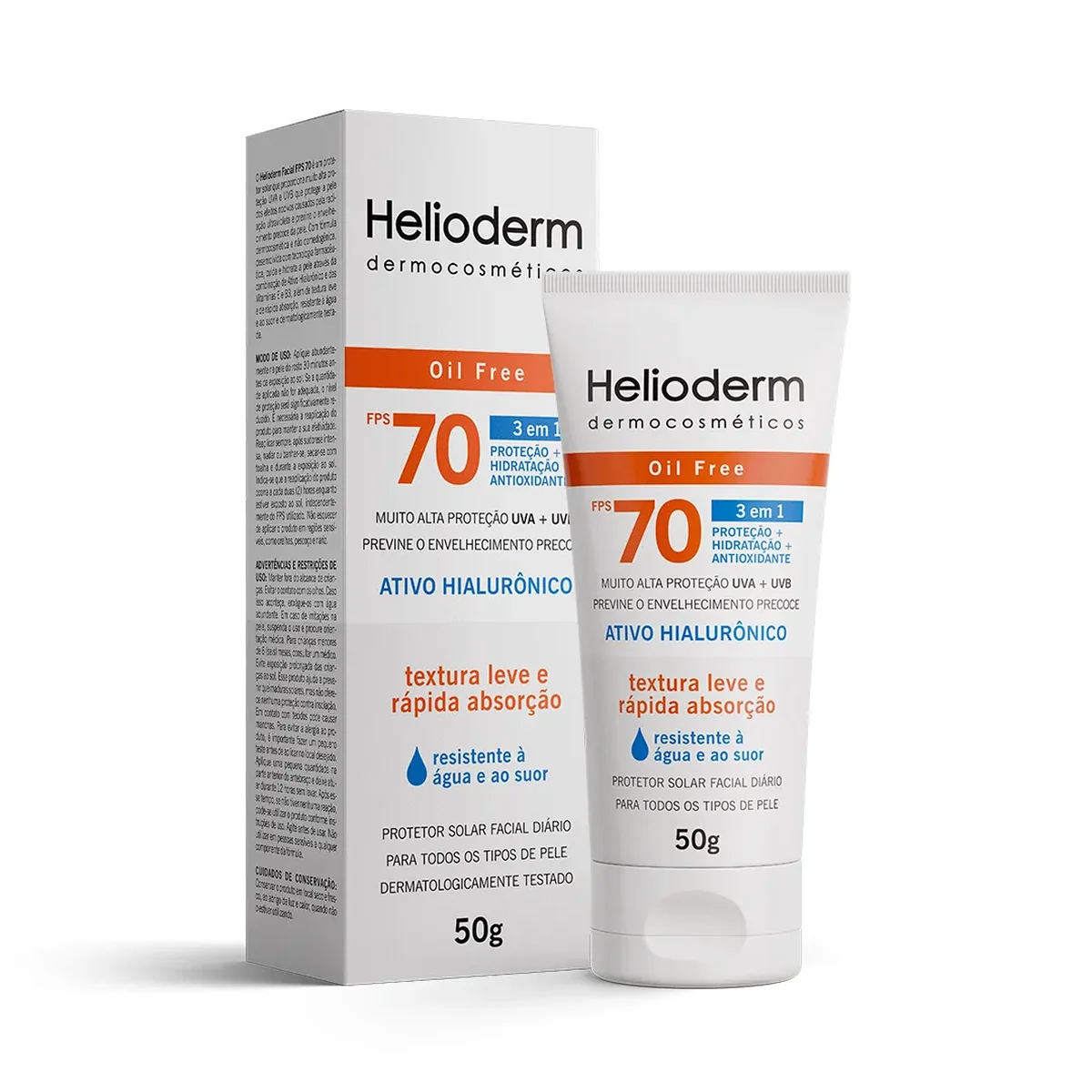 Protetor Solar Facial Helioderm FPS 70 Ativo Hialurônico 50g - imagem 1
