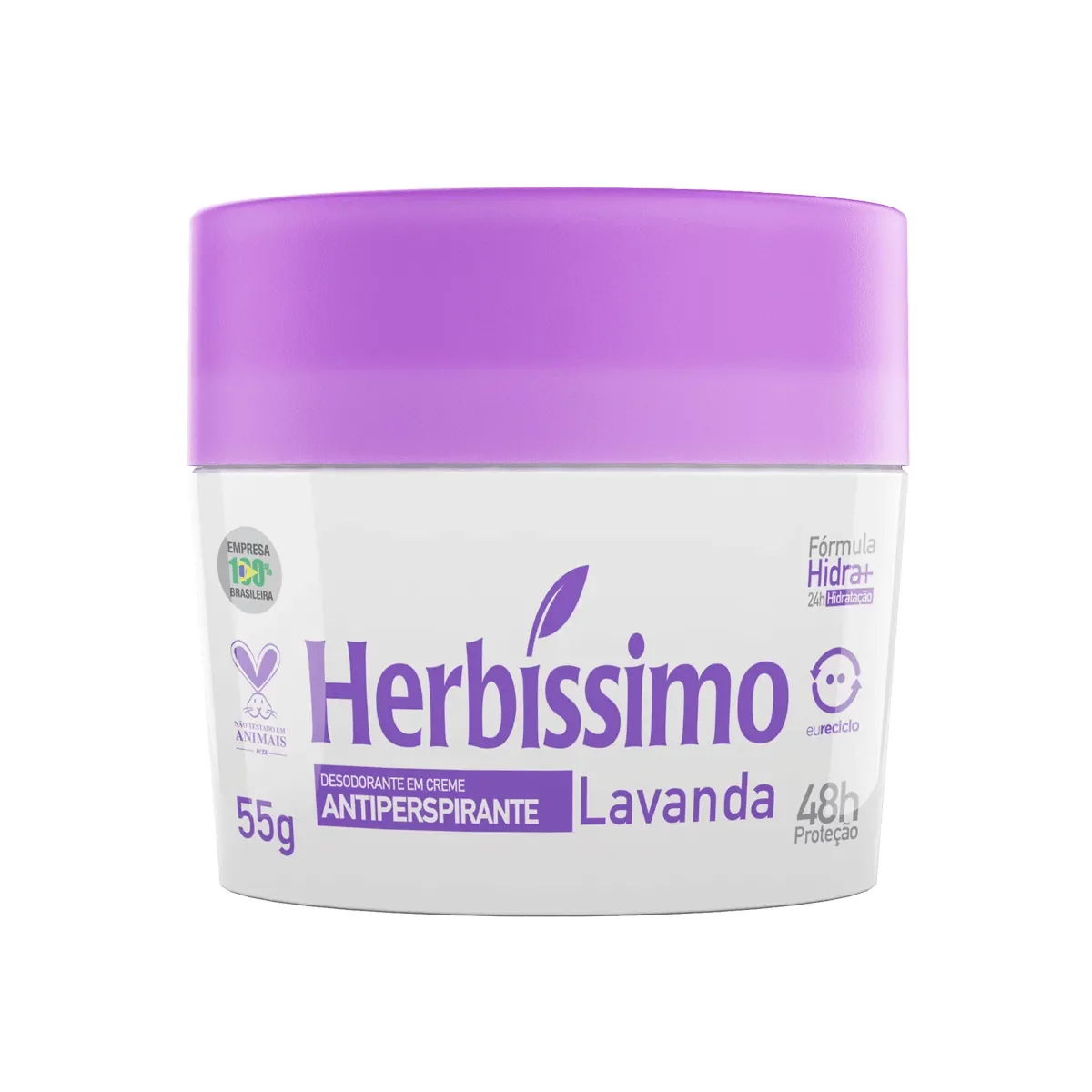 Desodorante Antitranspirante Creme Herbíssimo Lavanda 48h 55g - imagem 1