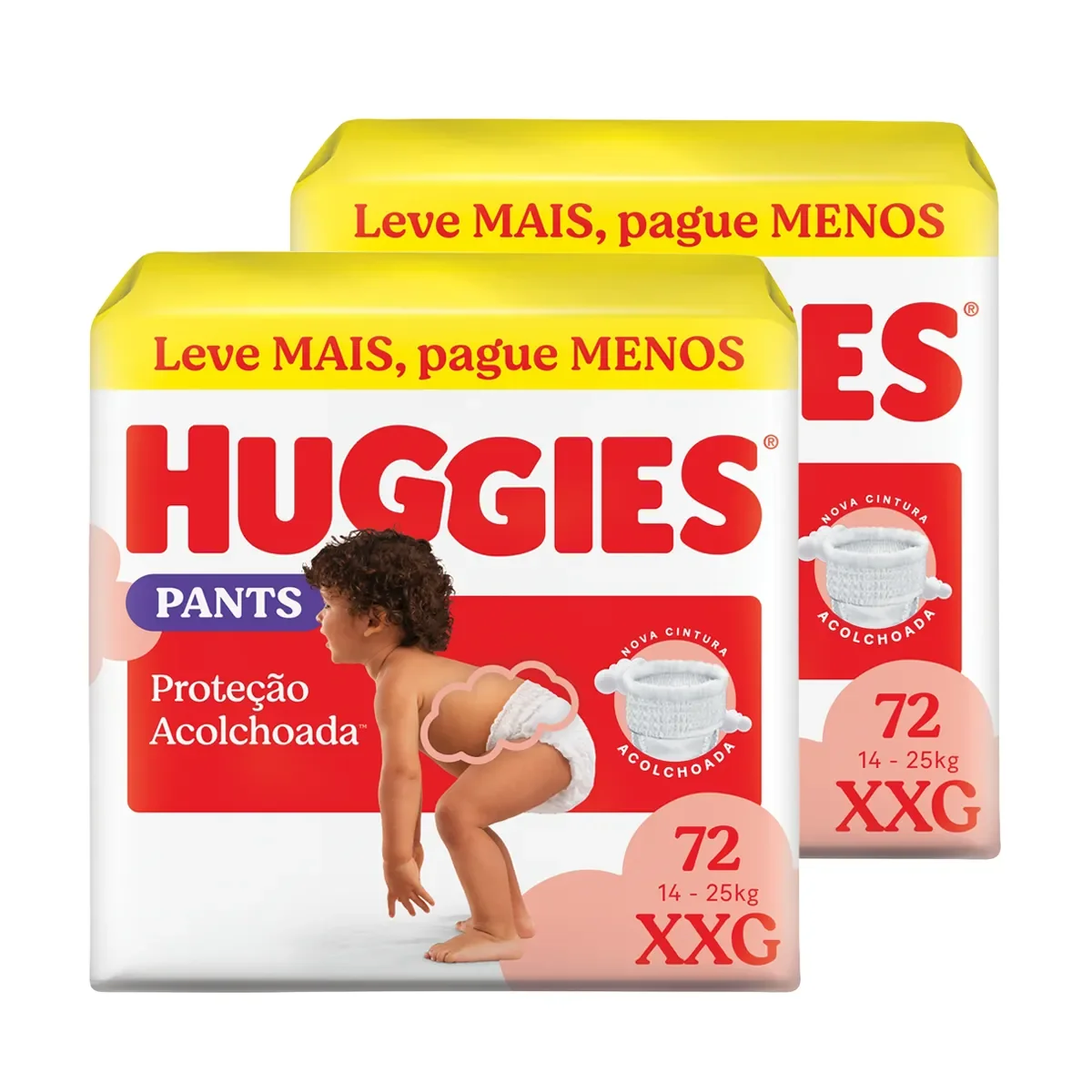 Kit Fralda Calça Huggies Pants Proteção Acolchoada XXG 2 pacotes com 72 unidades cada - imagem 1