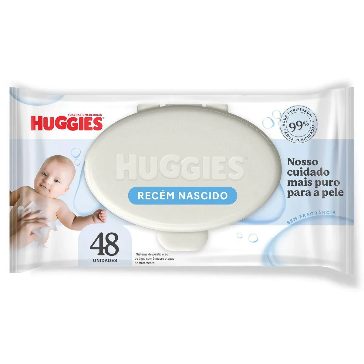 Lenço Umedecido Huggies Recém Nascido Hipoalergênico Sem Fragrância 48 unidades - imagem 1