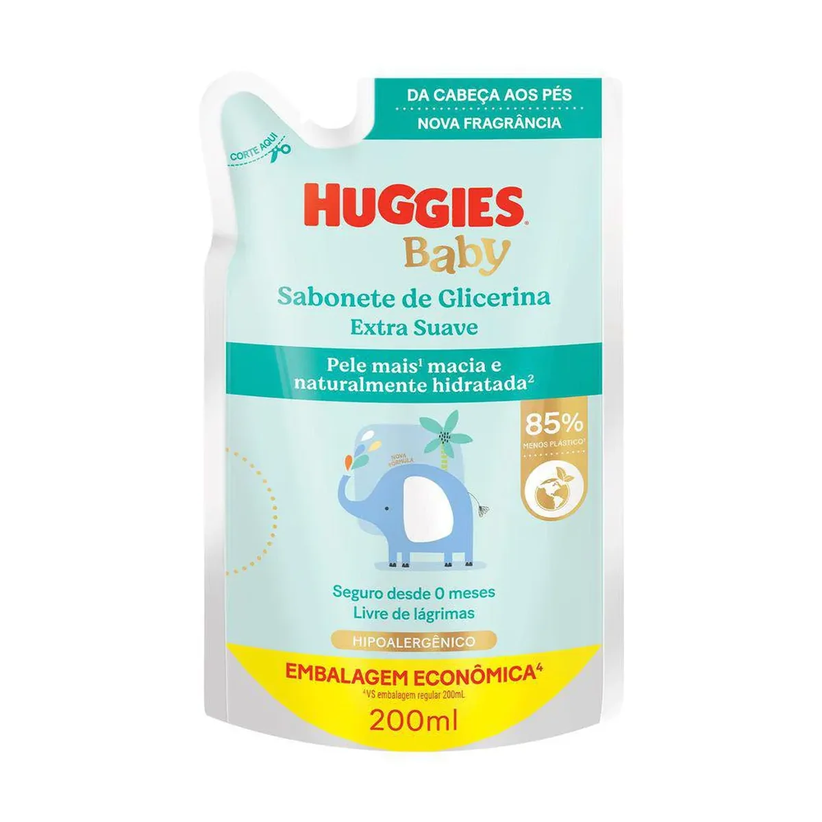 Refil Sabonete Líquido Infantil Huggies Extra Suave Da Cabeça aos Pés 200ml - imagem 1
