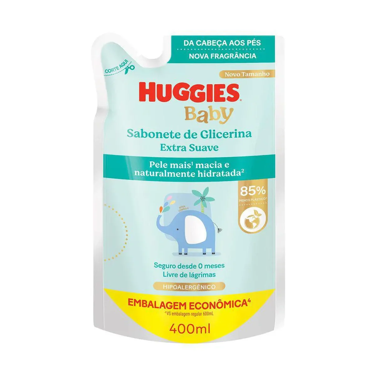 Refil Sabonete Líquido Infantil de Glicerina Huggies Extra Suave 400ml - imagem 1