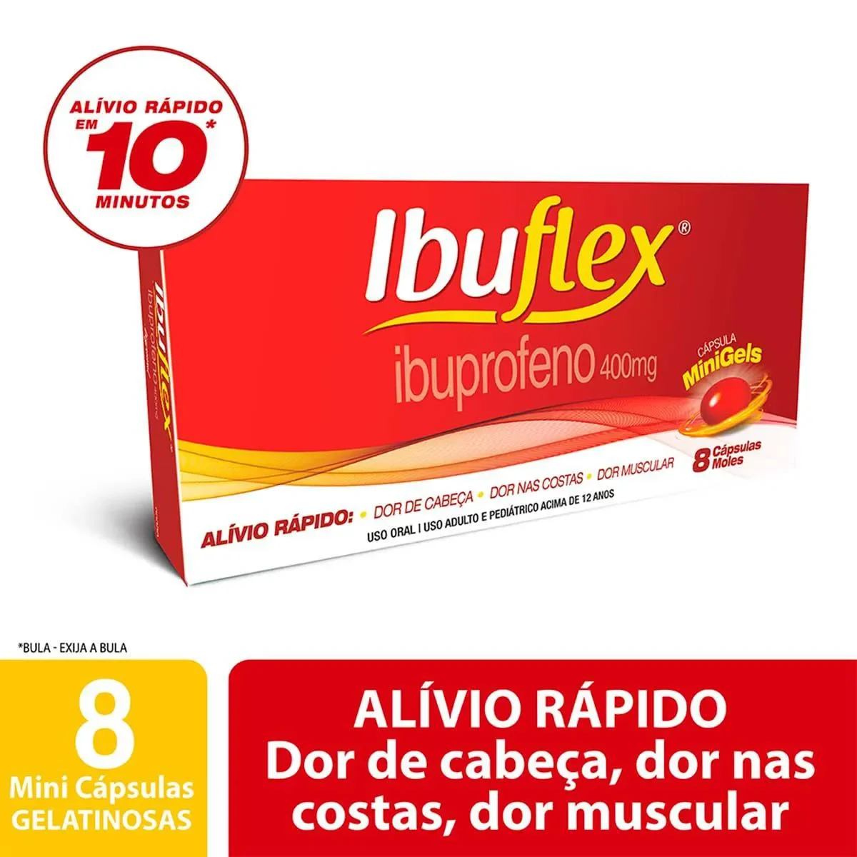 Ibuflex Ibuprofeno 400mg 8 cápsulas - imagem 1