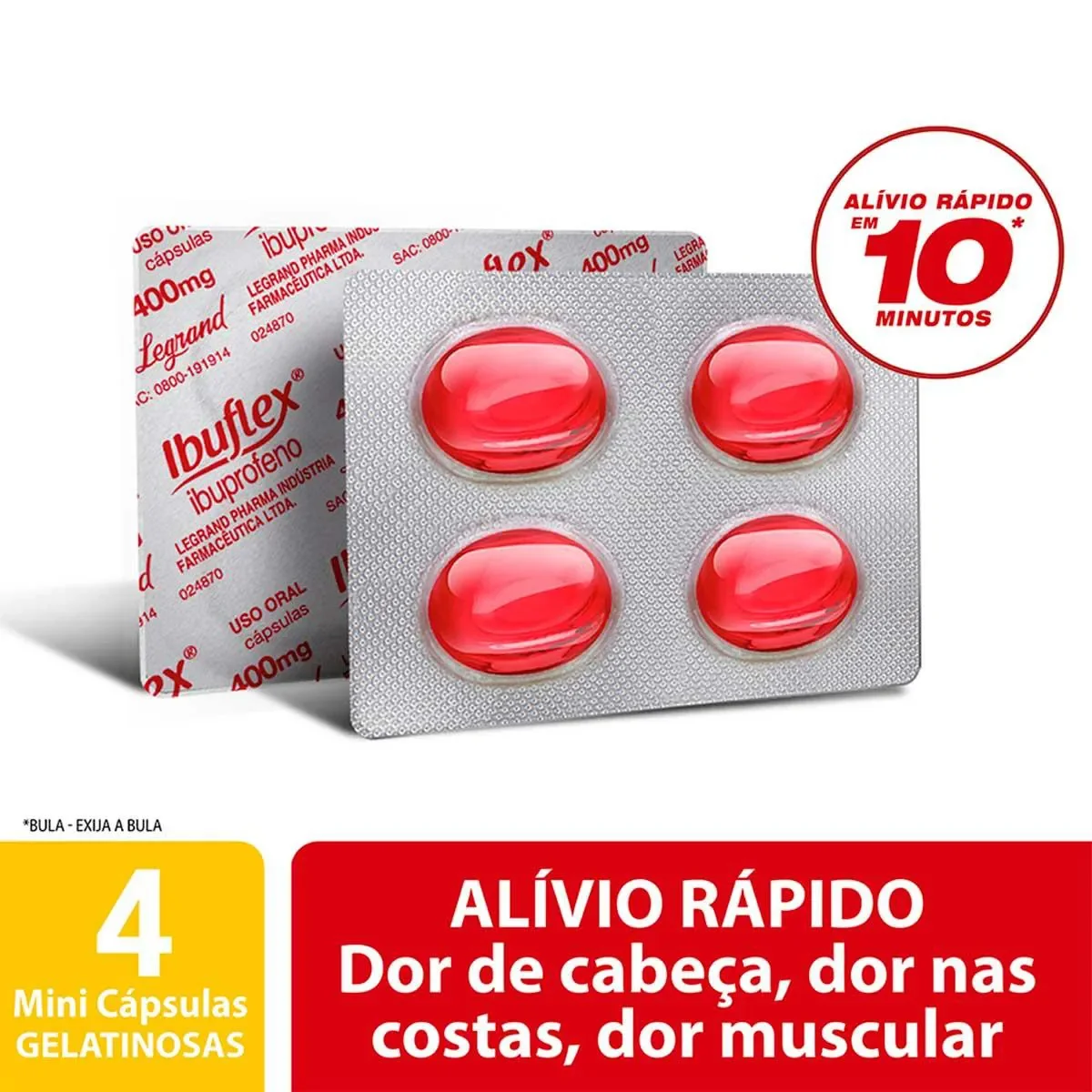Ibuflex Ibuprofeno 400mg 4 cápsulas - imagem 1
