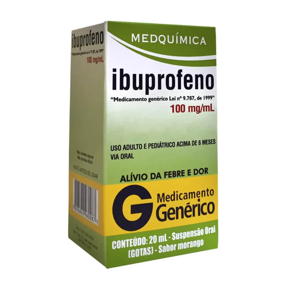 Ibuprofeno 100mg/ml Suspensão Oral 20ml Medquímica Genérico - imagem 1