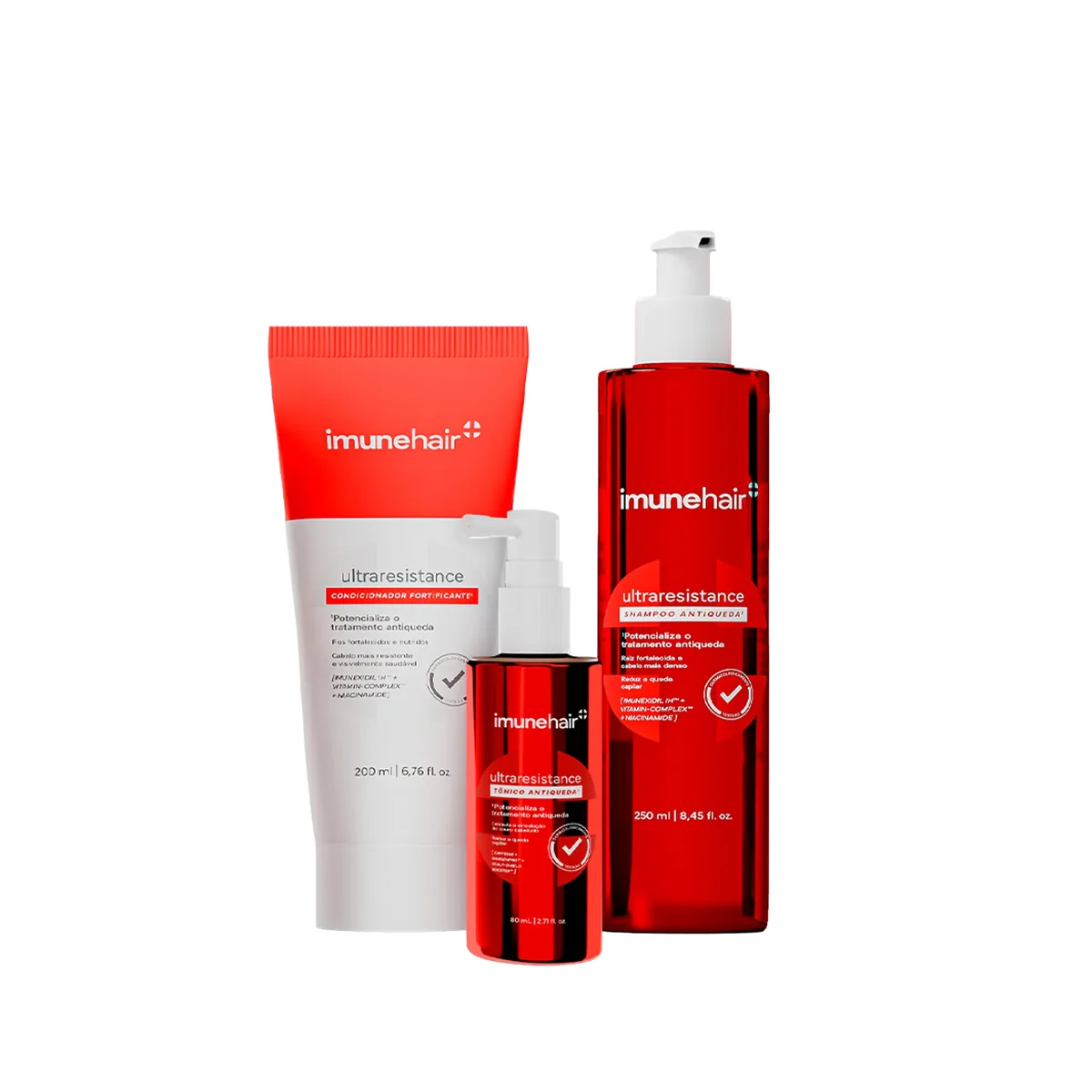 Kit ImuneHair Antiqueda Ultraresistance Shampoo 250ml + Condicionador 200ml + Tônico Capilar 60ml - imagem 1