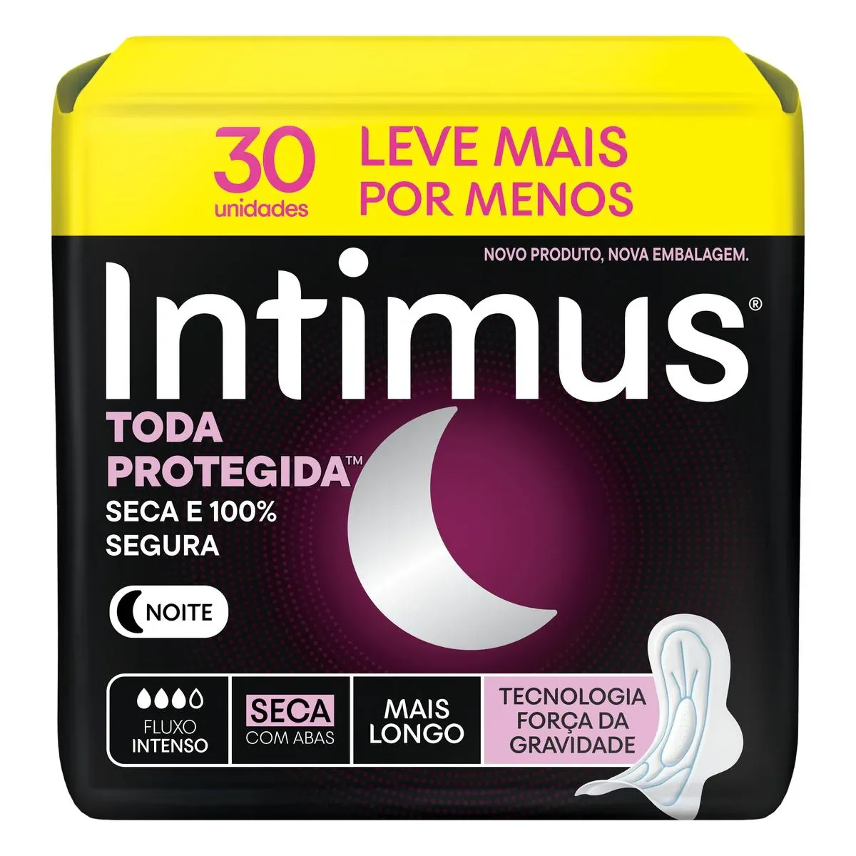 Absorvente Intimus Noturno Toda Protegida Cobertura Seca Com Abas 30 unidades - imagem 1