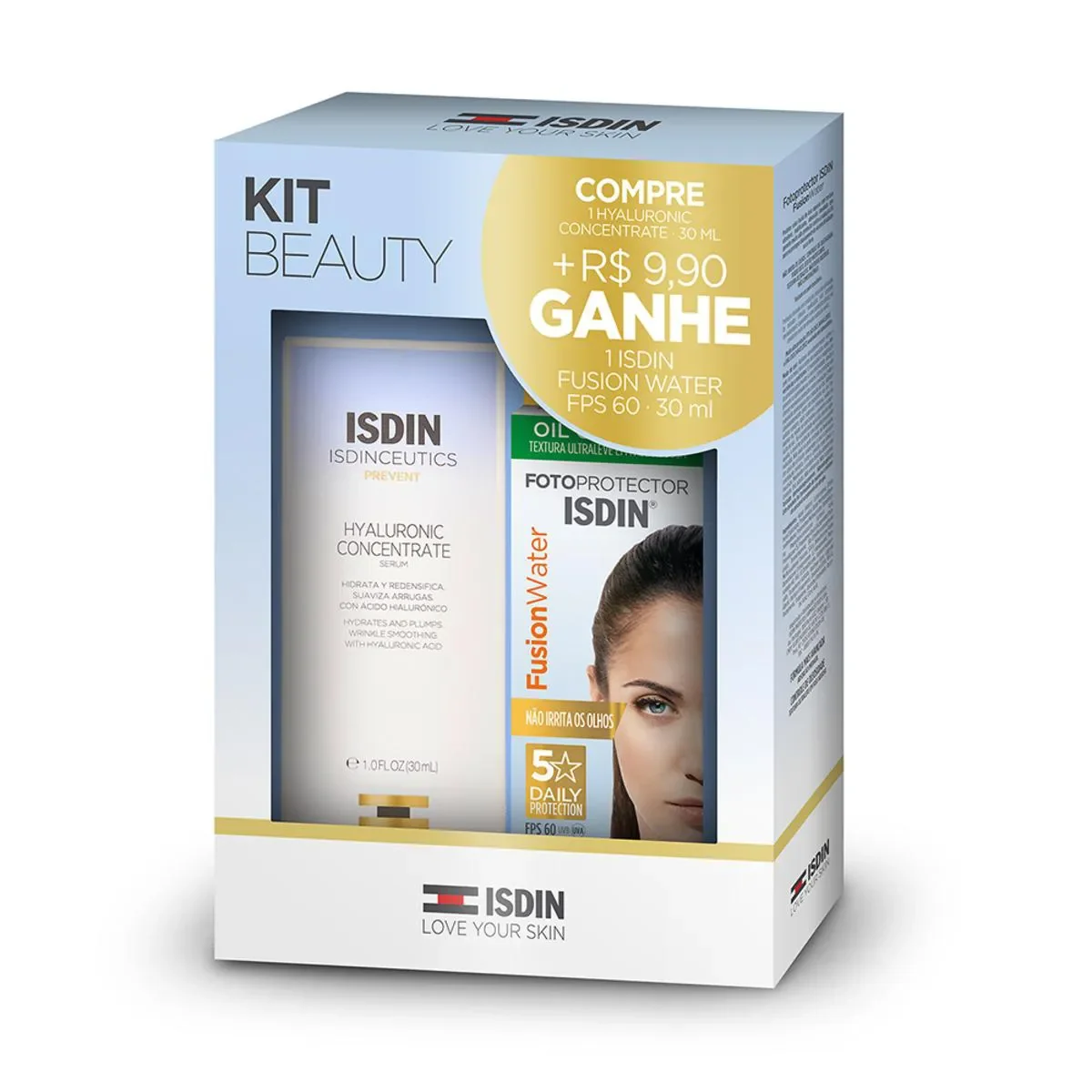 Kit Beauty Isdin Isdinceutics Sérum Hyaluronic Concentrate 30ml + 1 Isdin Fusion Water FPS 60 30ml - imagem 1