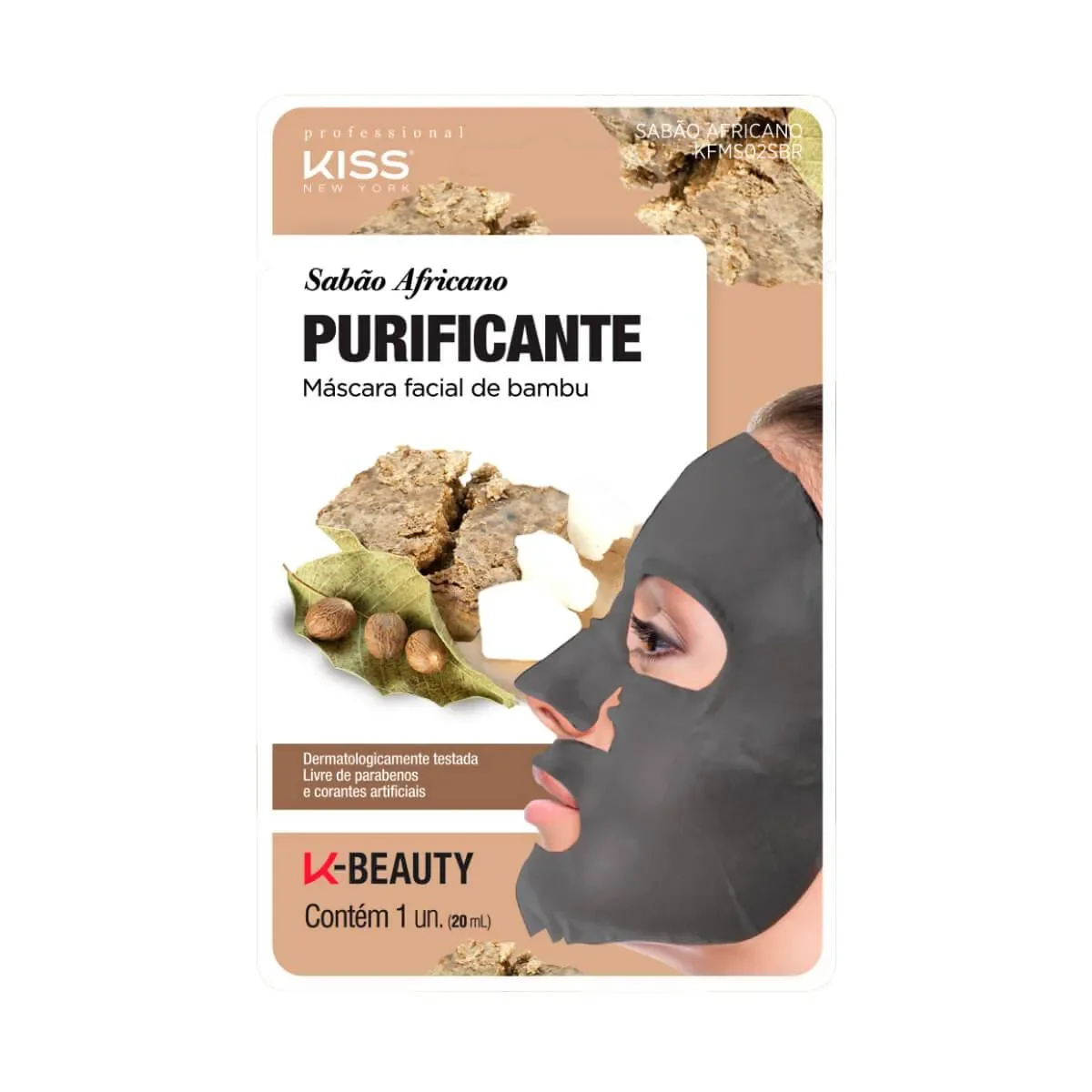 Máscara Facial de Bambu Kiss NY Sabão Africano Purificante com 1 unidade - imagem 1