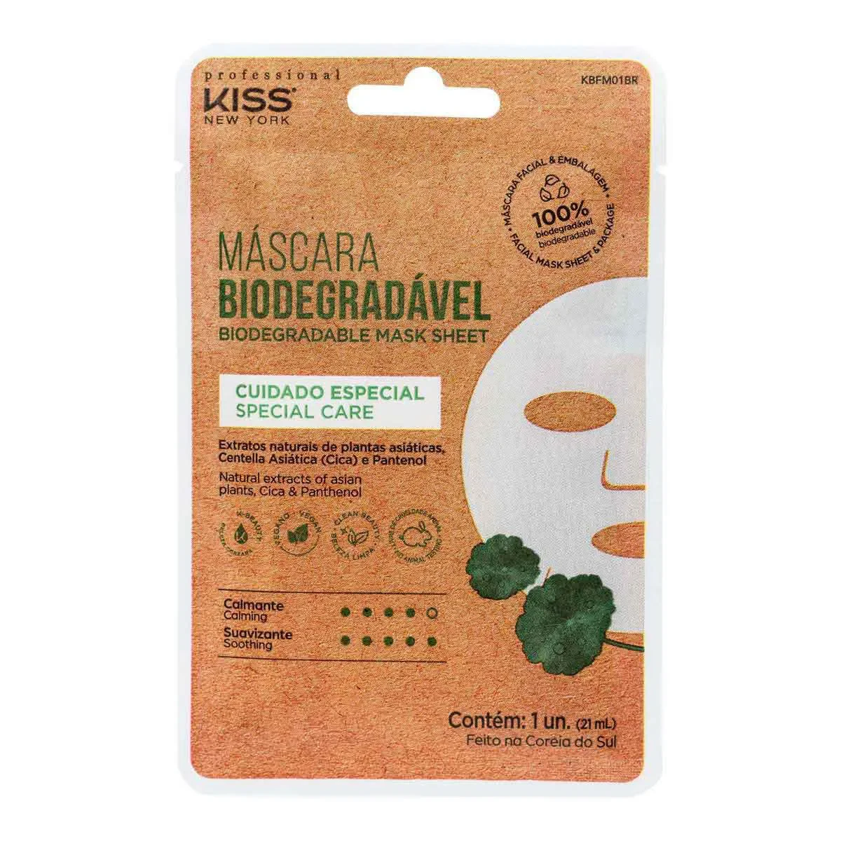 Máscara Facial Biodegradável Kiss New York Professional Cuidado Especial 1 unidade - imagem 1