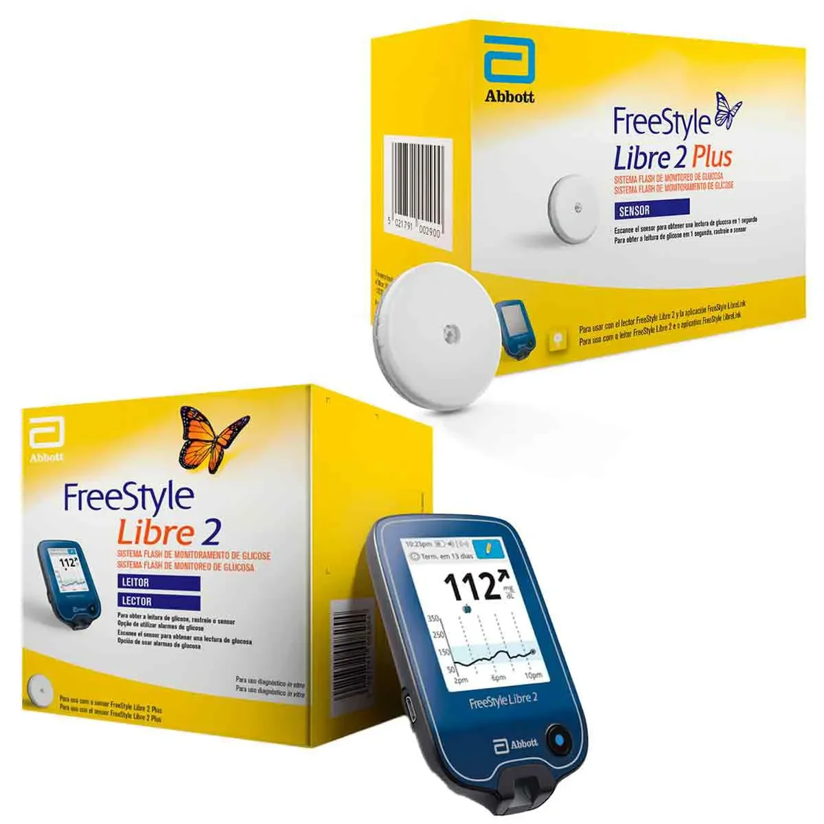 Kit Sensor + Leitor de Monitoramento de Glicose FreeStyle Libre 2 Plus Sistema Flash - imagem 1