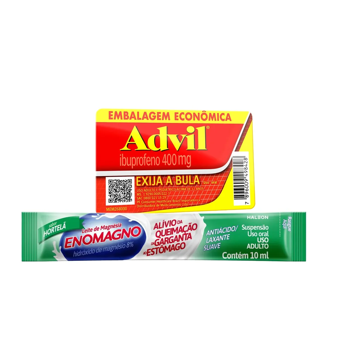 Kit Leite de Magnésia Enomagno Hortelã 10ml + Advil Ibuprofeno 400mg 8 cápsulas - imagem 1