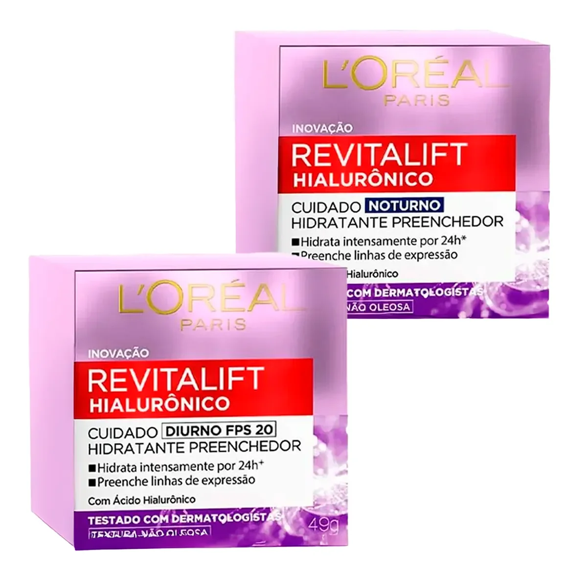 Kit L'Oréal Paris - Creme Facial Anti-idade Revitalift Hialurônico Noturno + Diurno FPS 20 - imagem 1