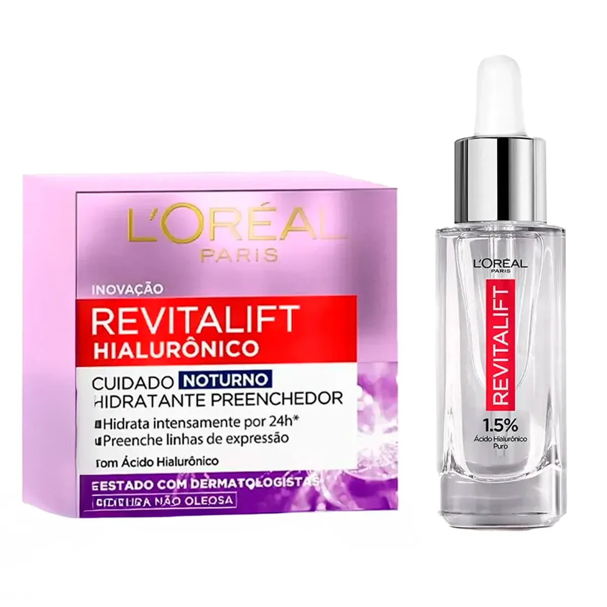 Kit L'Oréal Paris Sérum Preenchedor Facial Anti-idade 30ml + Creme Facial Anti-Idade Revitalift Hialurônico 49g - imagem 1
