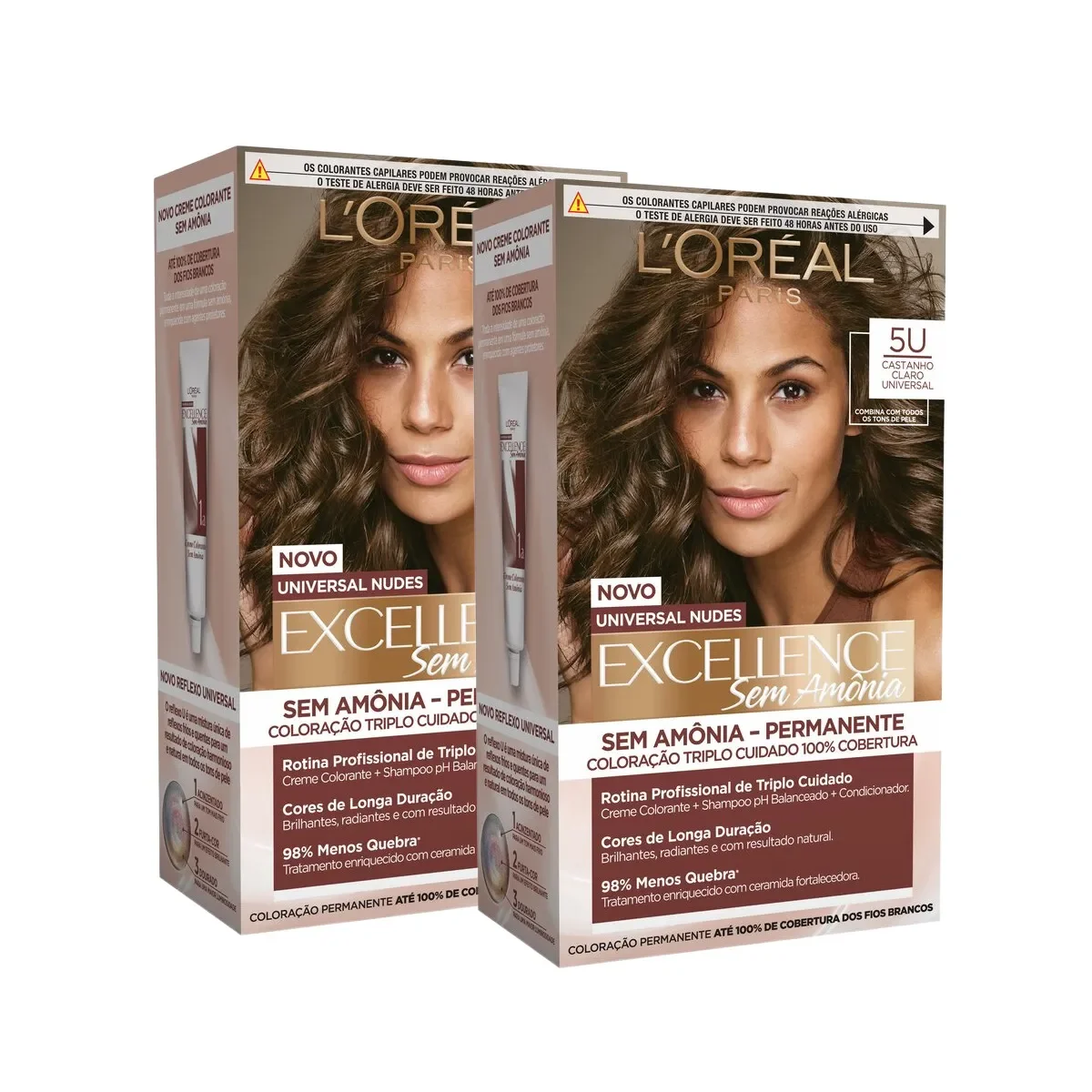 Kit Tinta de Cabelo Permanente Imédia Excellence L'Oréal Paris Sem Amônia - 5U Castanho Claro Universal 2 Unidades - imagem 1
