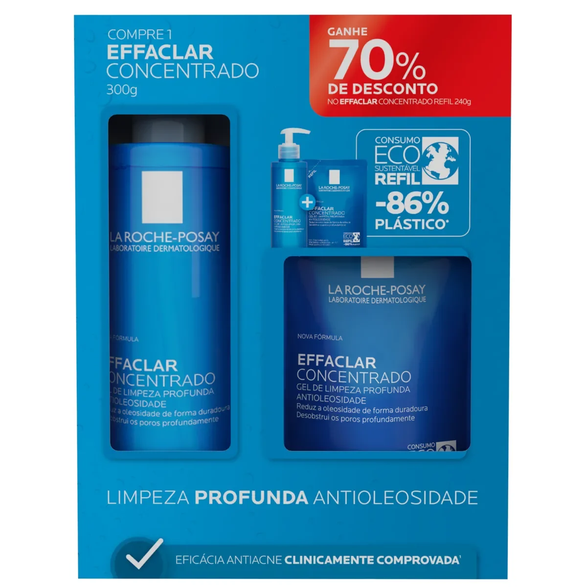 Kit La Roche-Posay Effaclar Concentrado 300g + Refil 240g - imagem 1