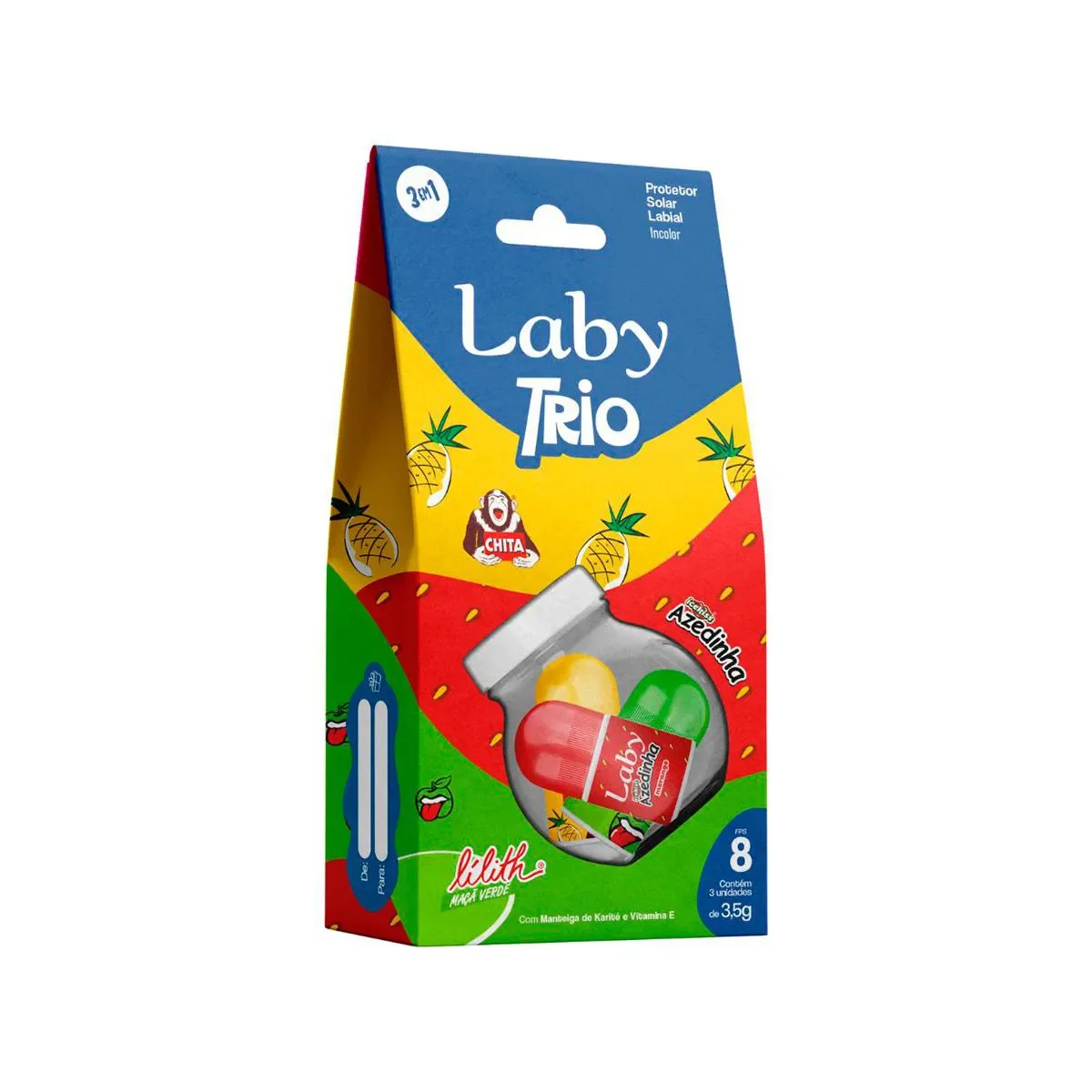 Kit Protetor Labial Laby Tri Azedinha 3,5g + Lilith 3,5g + Chita 3,5g - imagem 1
