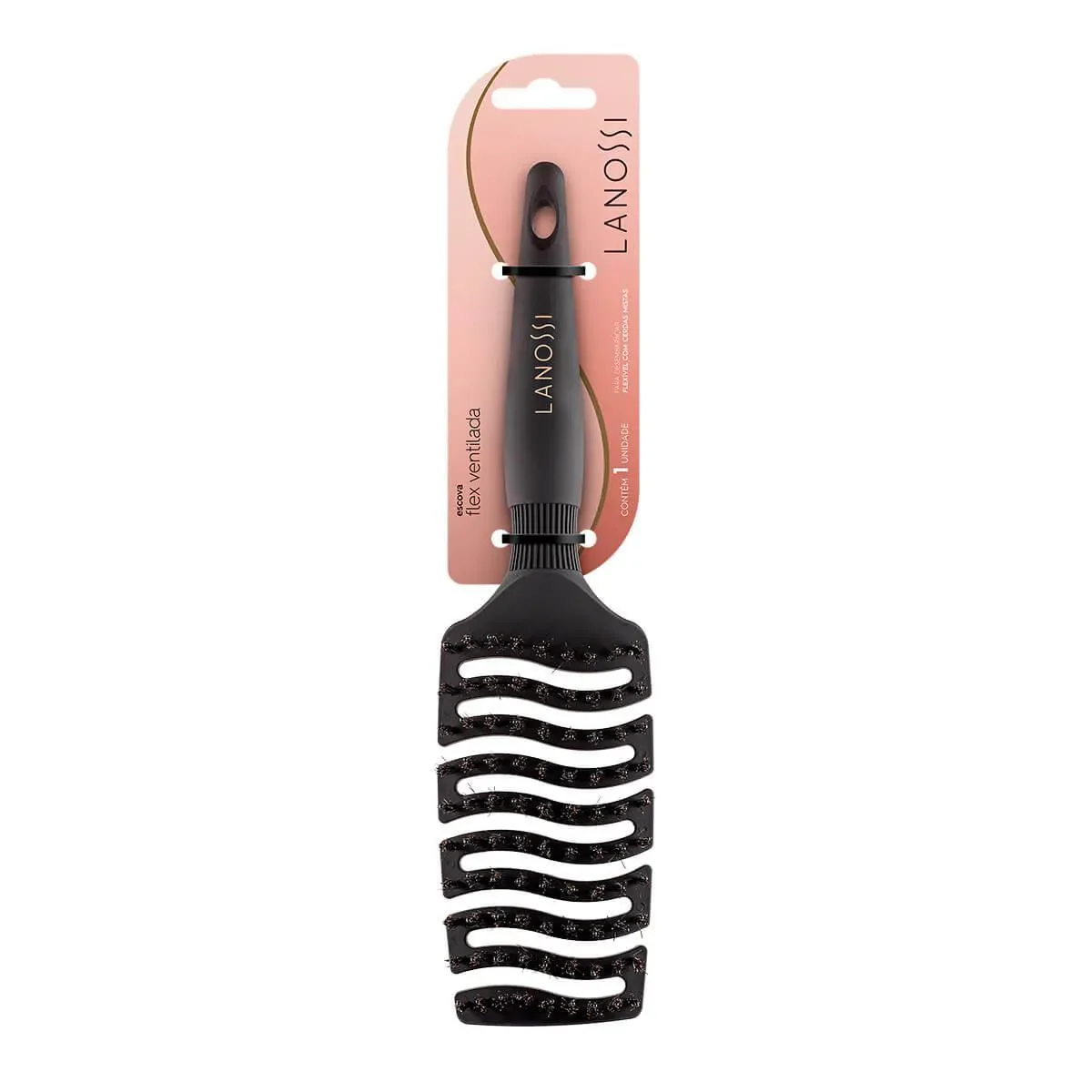 Escova de Cabelo Lanossi Ventilada Preta Flex - 1 unidade - imagem 1