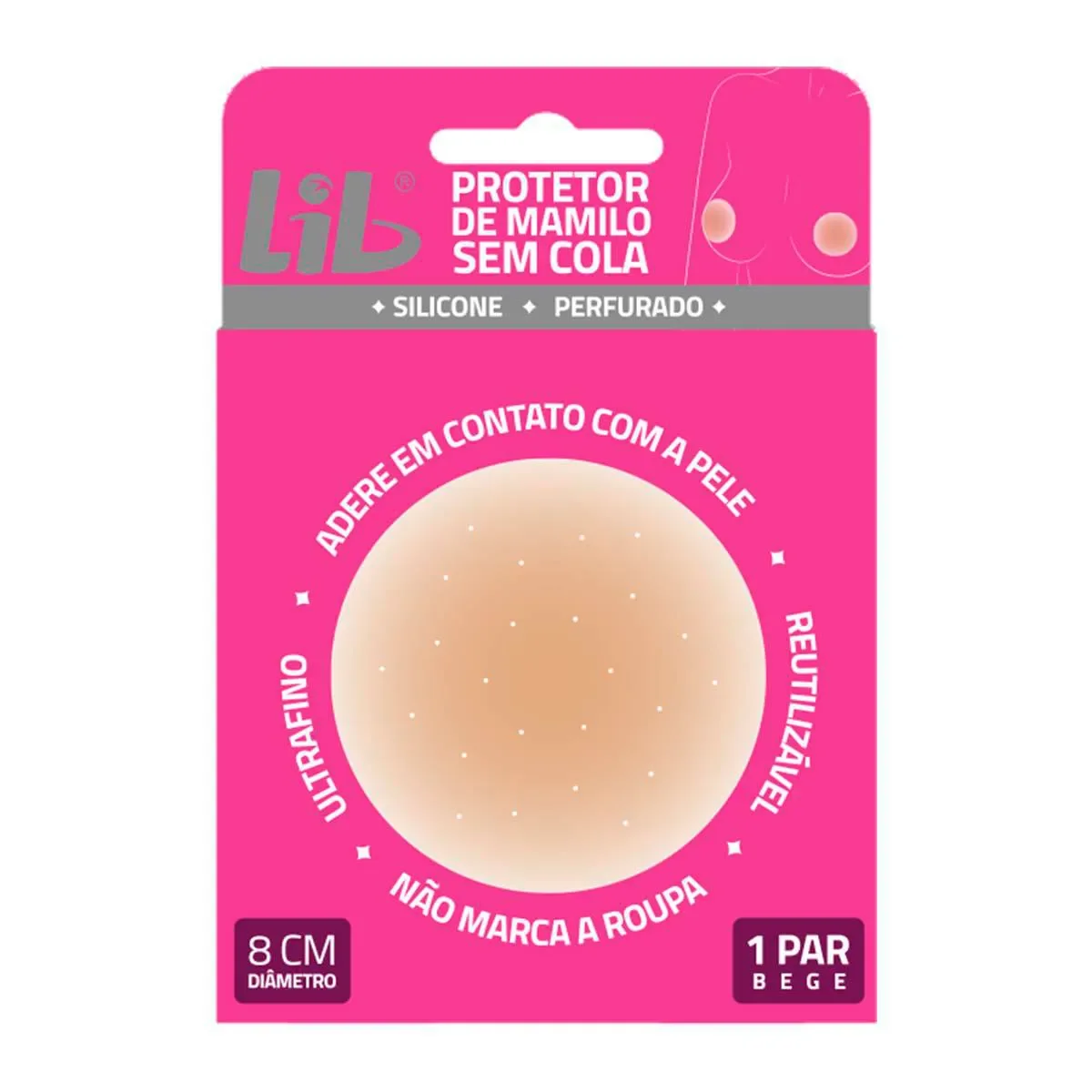 Protetor de Mamilo de Silicone Lib Perfurado Sem Cola Bege 1 Par - imagem 1