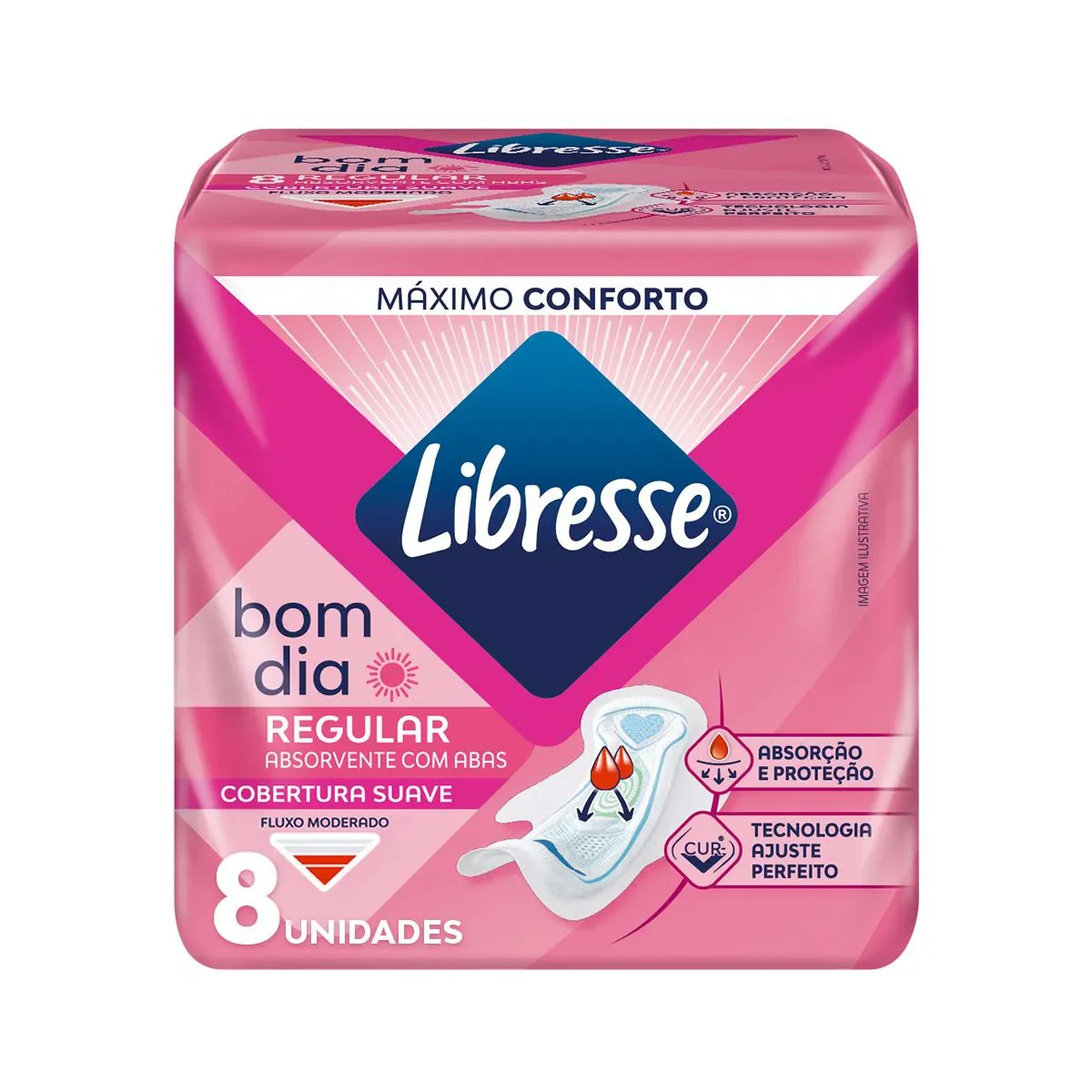 Absorvente Libresse Regular Bom Dia Suave com Abas 8 unidades - imagem 1