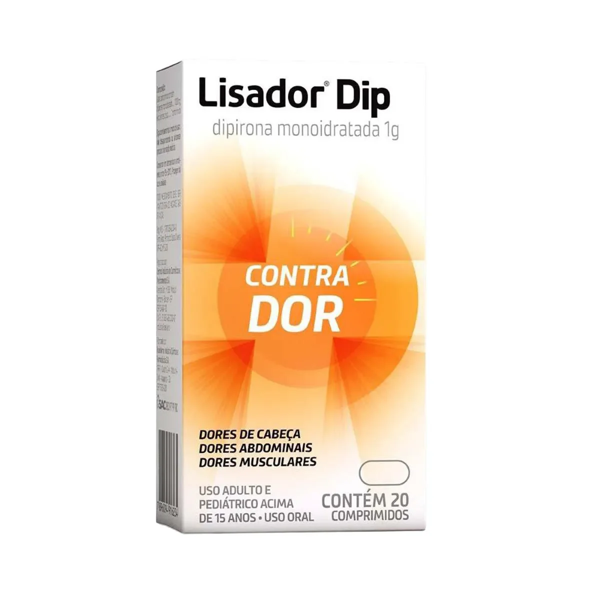 Lisador Dipirona Sódica 1g 20 comprimidos - imagem 1