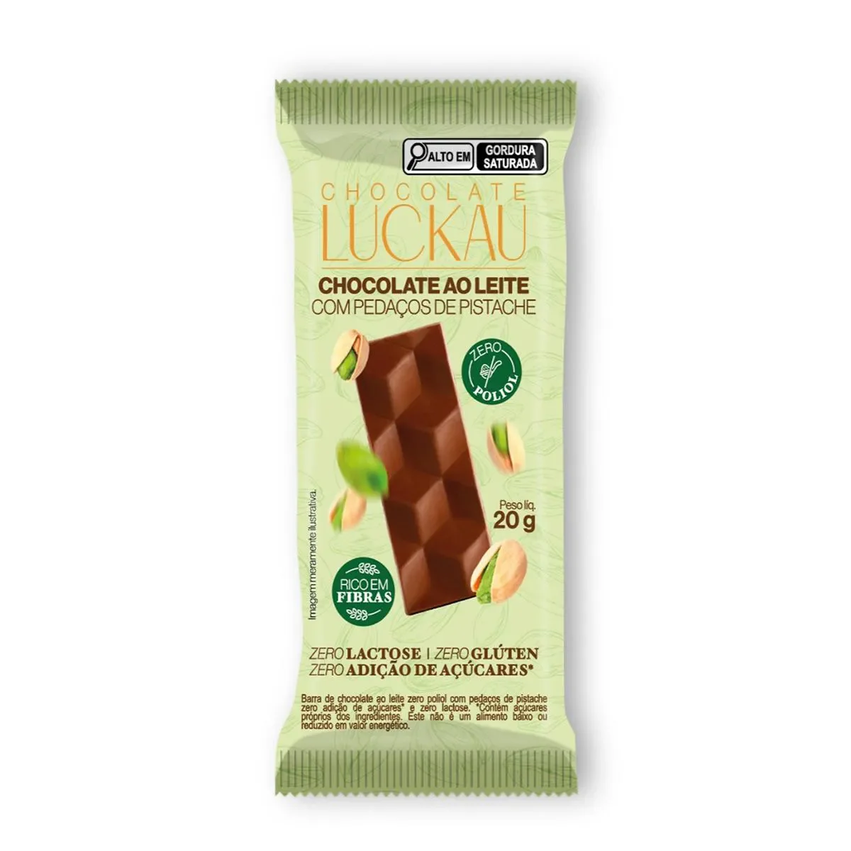 Chocolate ao Leite com Pistache Luckau 20g - imagem 1