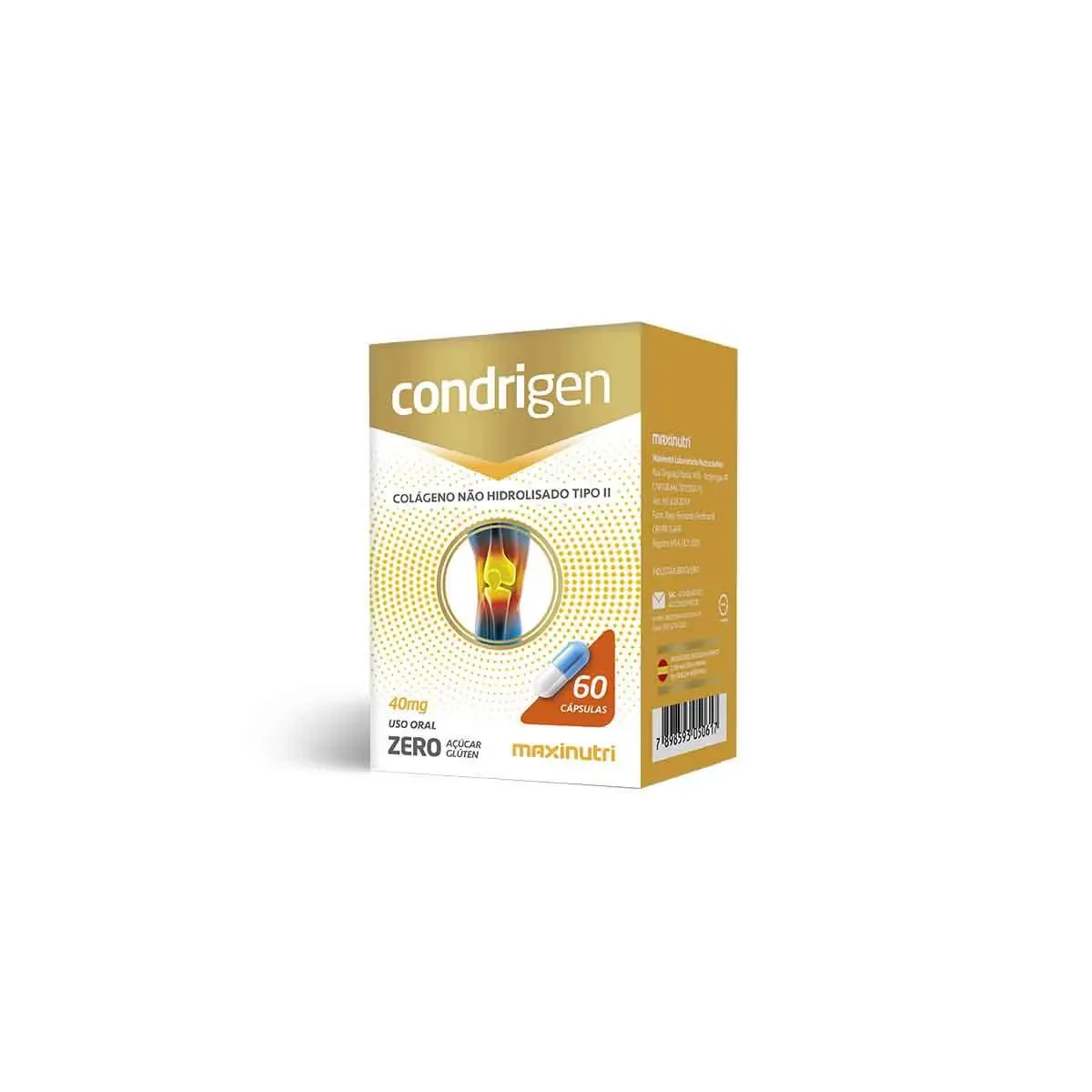 Condrigen Colágeno Tipo II Não Hidrolisado Maxinutri 40g - 60 Cápsulas - imagem 1