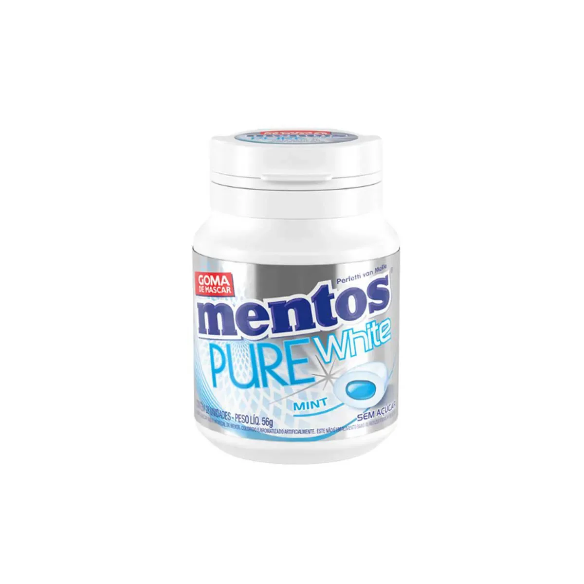 Mentos Pure White Chiclete Sem Açúcar Sabor Menta com 28 unidades - imagem 1