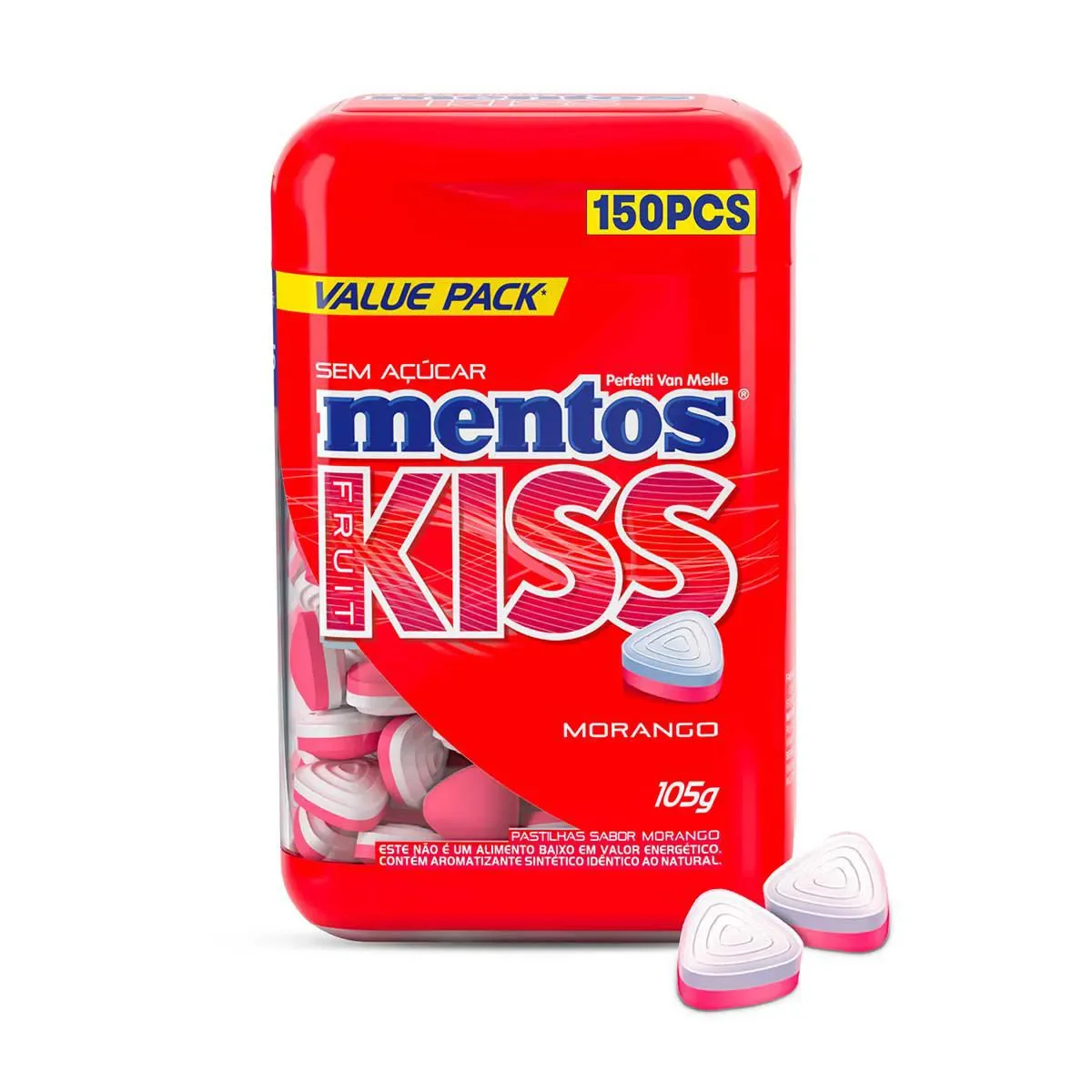 Pastilhas Mentos Kiss Fruit Morango com 105g - imagem 1